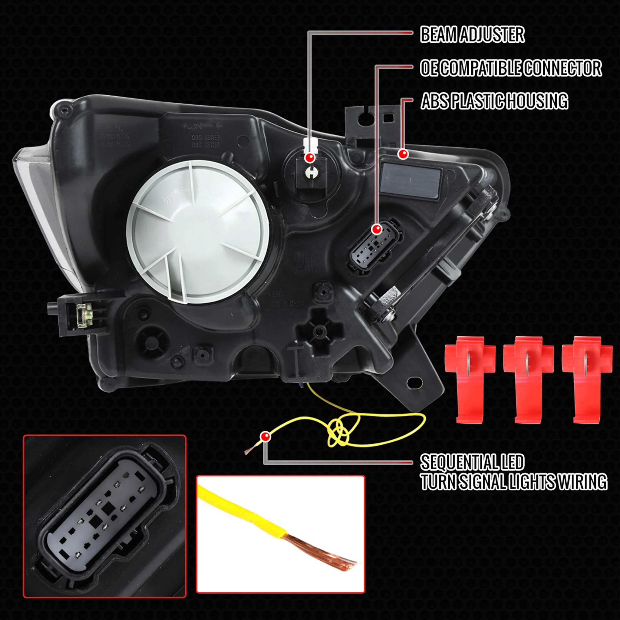 For Ford Mustang 2015-2017 Full LED Projector Headlights Sequential Start-Up Black Clear Lens - Image 7