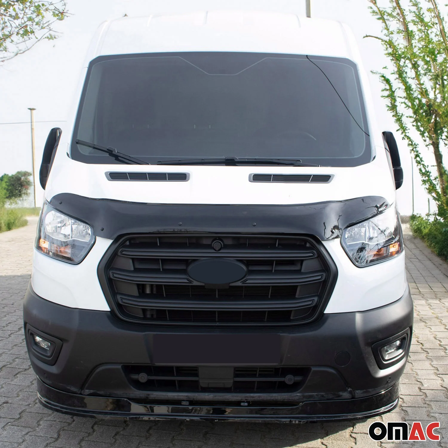 2015-2020 Ford Transit Bug Shield Hood Deflector & Window Visor Vent Kit 3Pcs Smoke - Image 2
