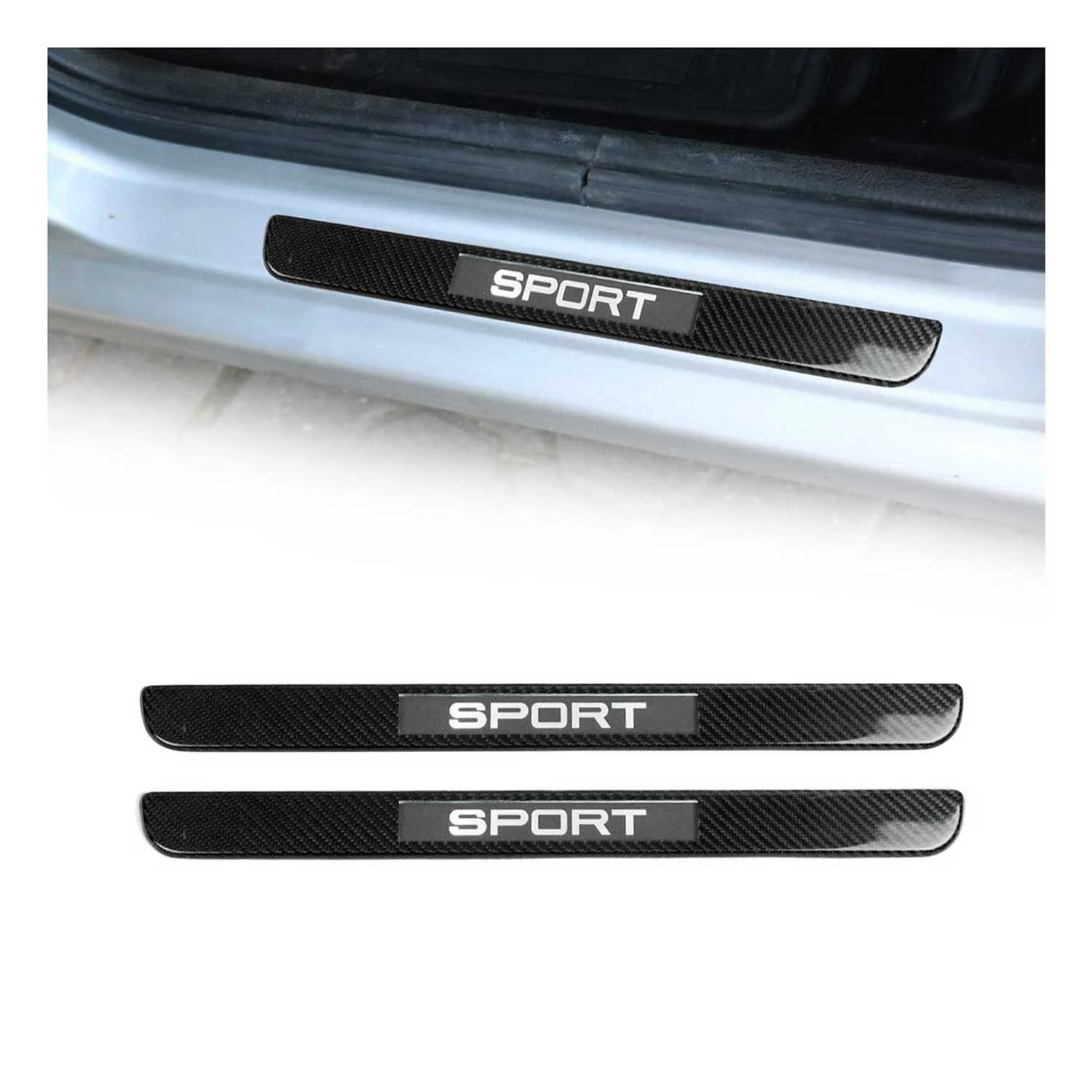 Hyundai Tiburon Veloster Door Sill Scuff Plate Illuminated Carbon Fiber Black 2Pcs