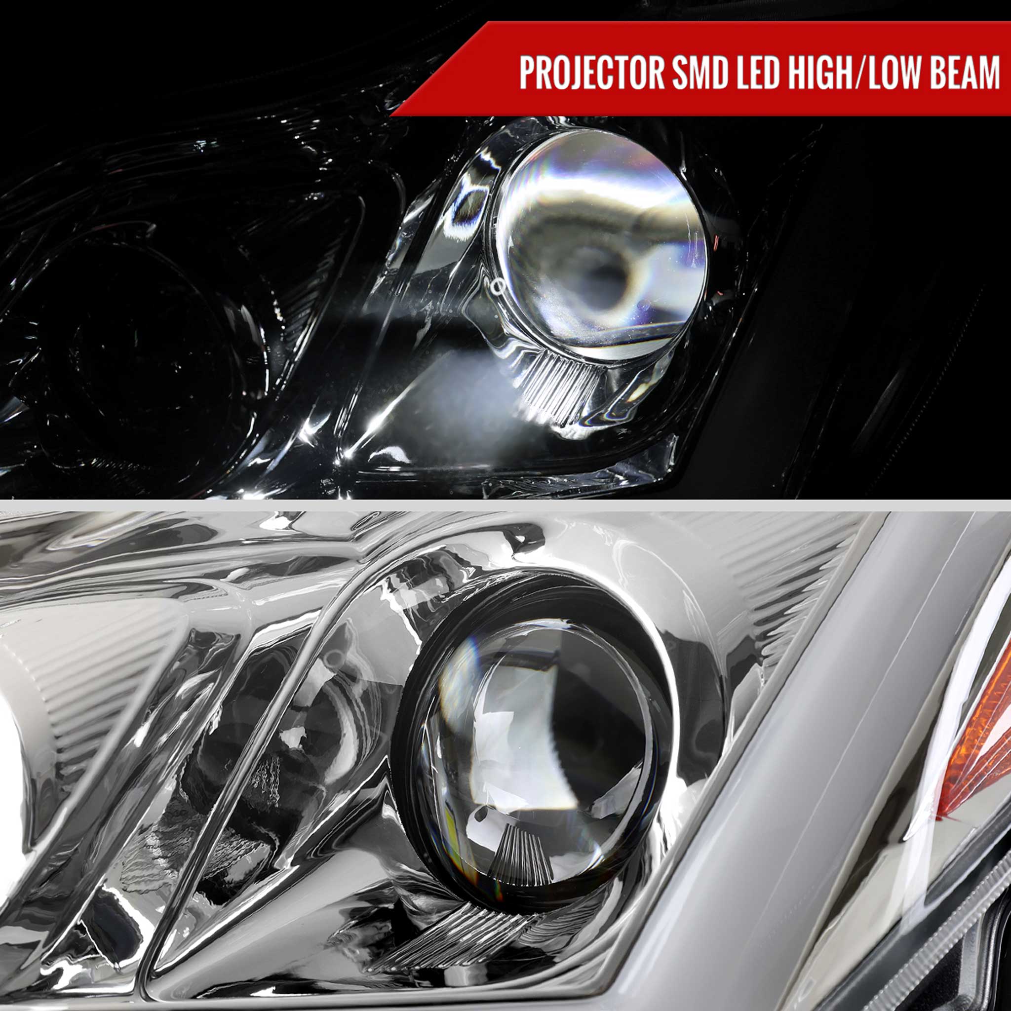 For Infiniti G37 2008-13 / Q60 Coupe 2014-15 LED Projector Headlights Sequential Chrome Housing Clear Lens Switchback - Image 4