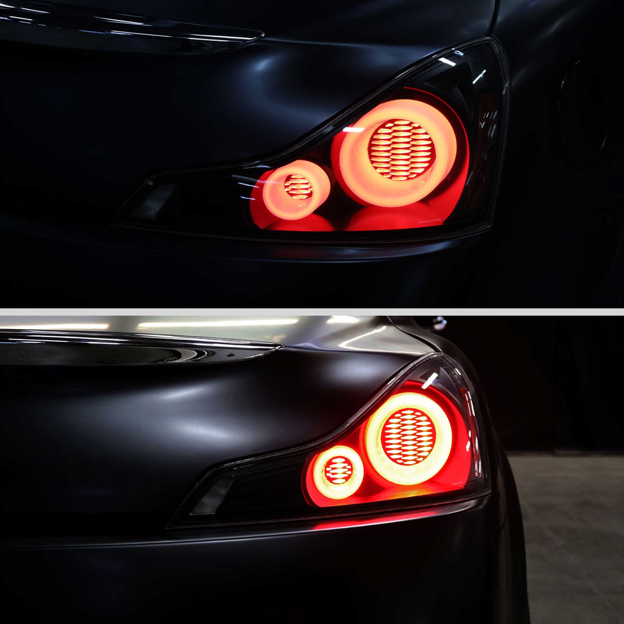 For Infiniti G37 2008-13 / Q60 Coupe 2014-15 LED Tail Lights Switchback Sequential Turn Signals Black Housing Smoked Lens - Image 12