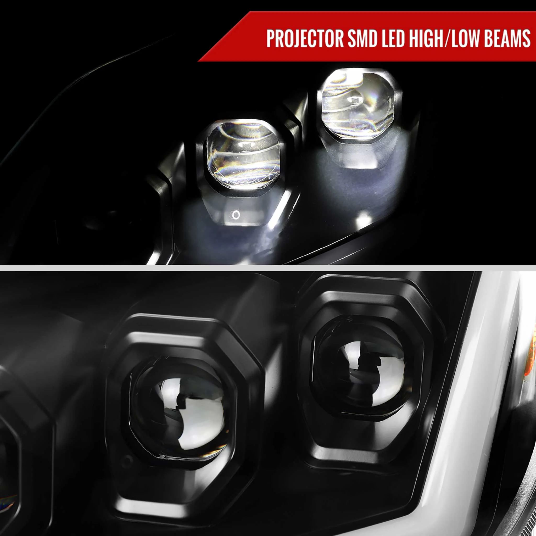 For Infiniti G37 2008-13 / Q60 Coupe 2014-15 LED Triple Projector Headlights Sequential Matte Black Clear Lens Switchback - Image 4