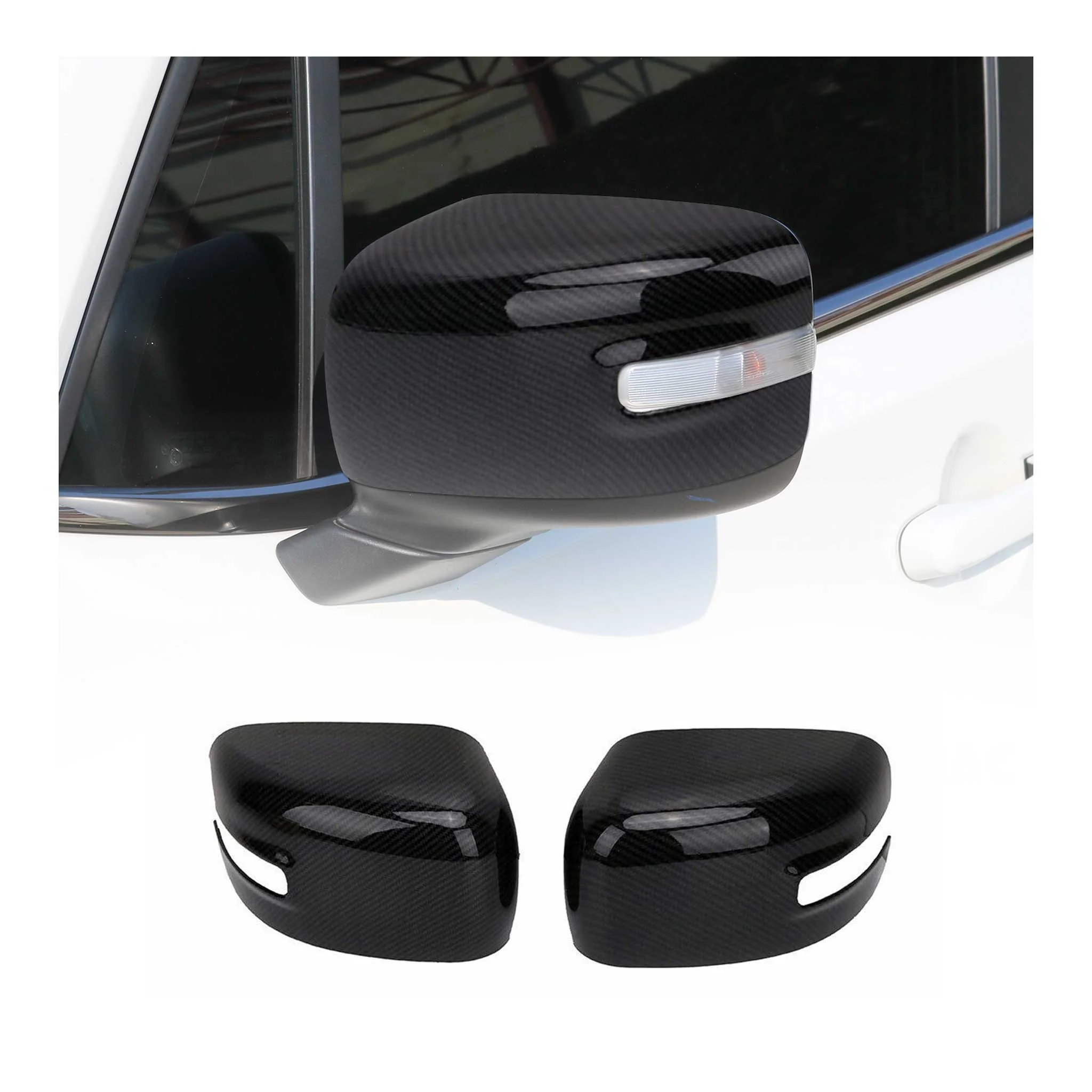 2015-2024 Jeep Renegade Side Mirror Cover Caps Carbon Fiber Black 2 Pcs
