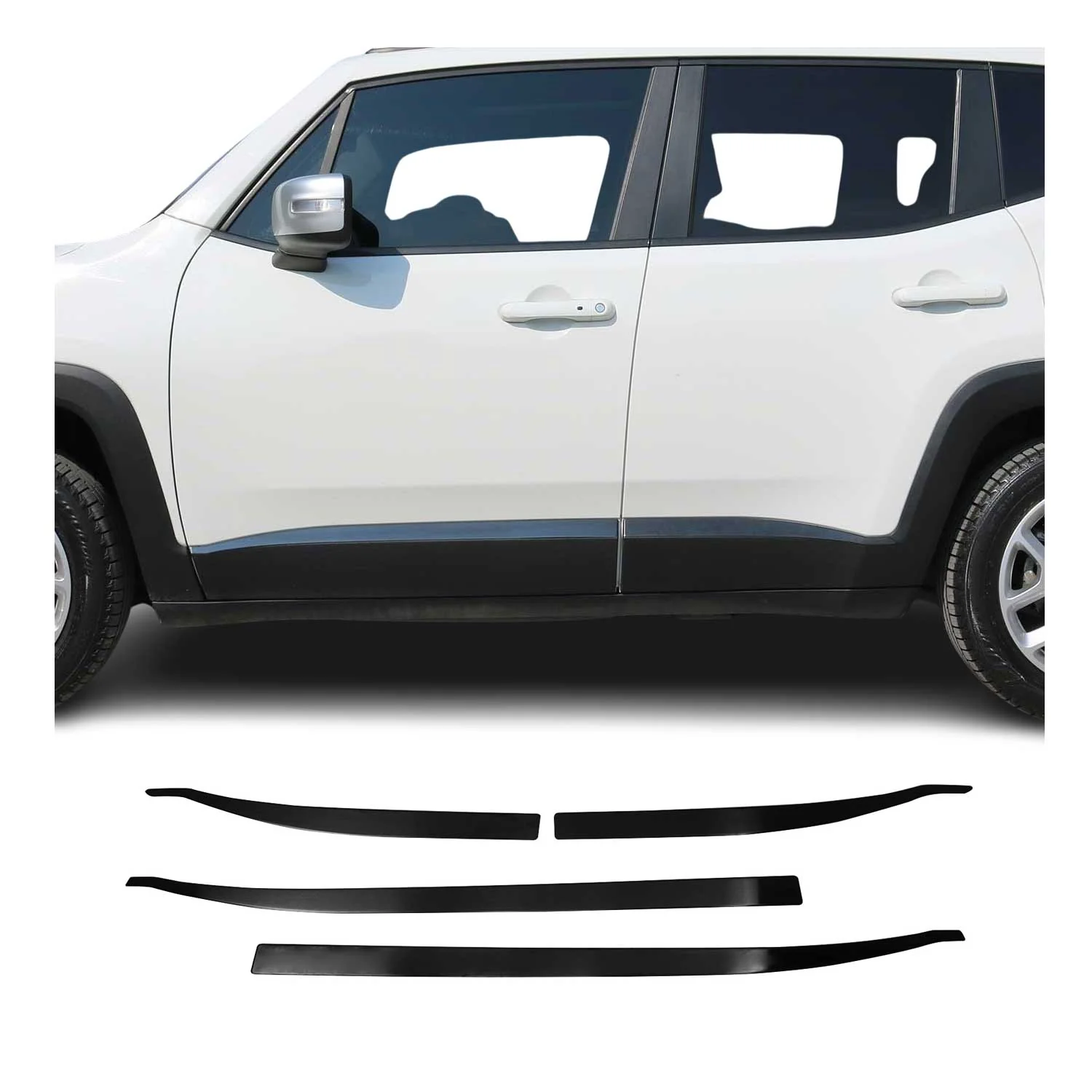 2019-2024 Jeep Renegade Side Door Molding Trim Brushed Steel Dark 4x