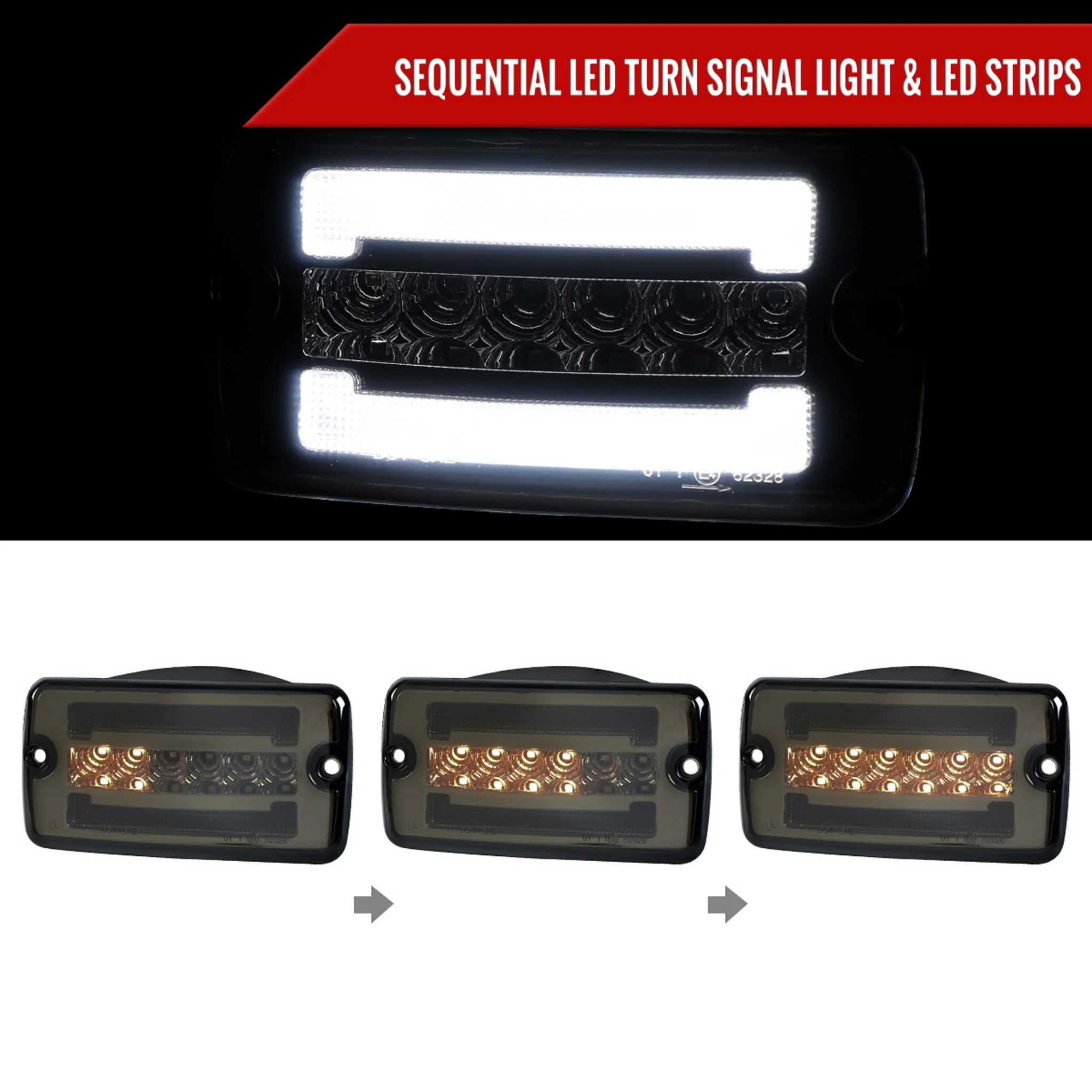 For Jeep Wrangler 1997-2006 Front Bumper LED Turn Signal Lights Chrome Housing Smoked Lens - Image 2
