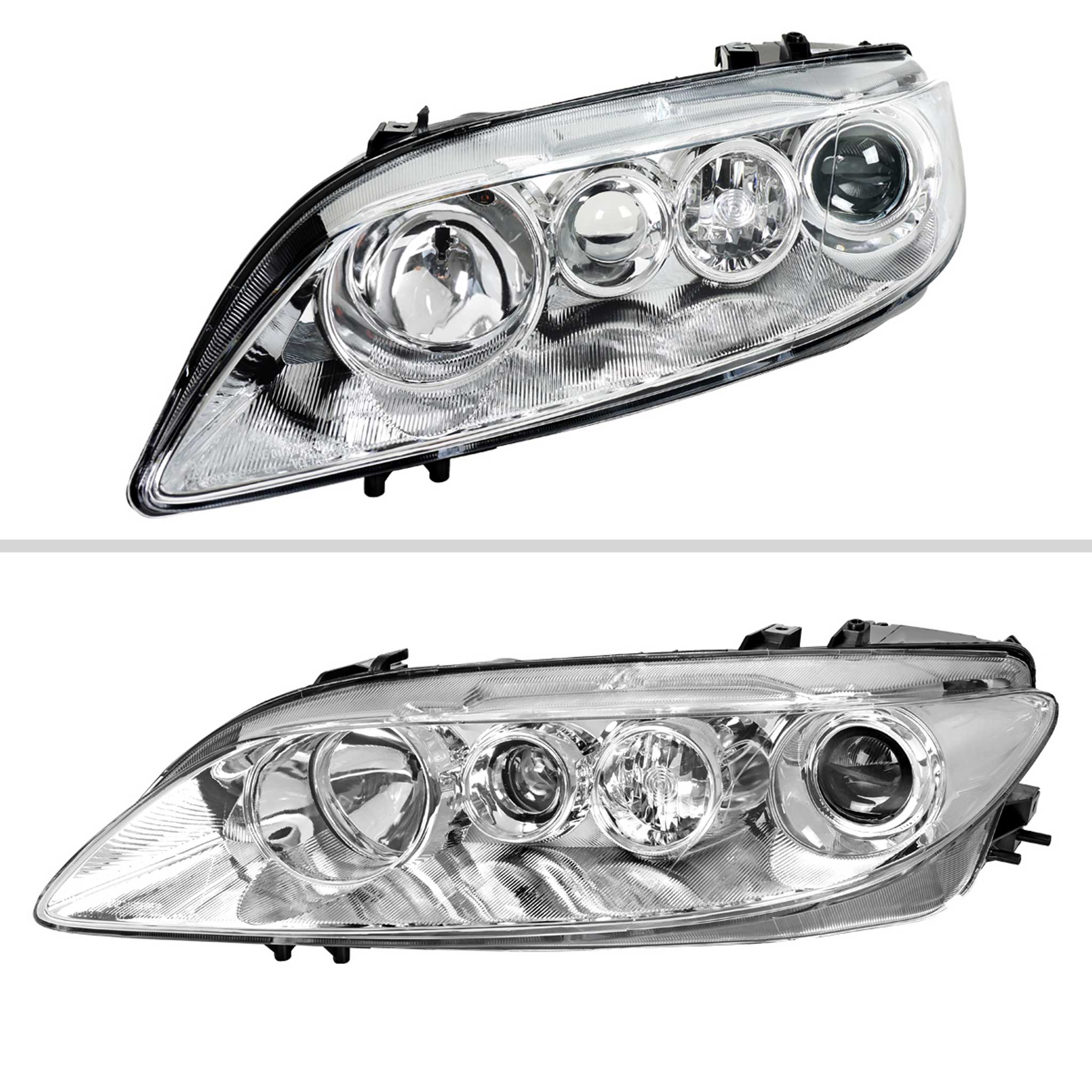 For Mazda 6 2003-2005 Factory Style Projector Headlights Chrome Housing Clear Lens - Image 2