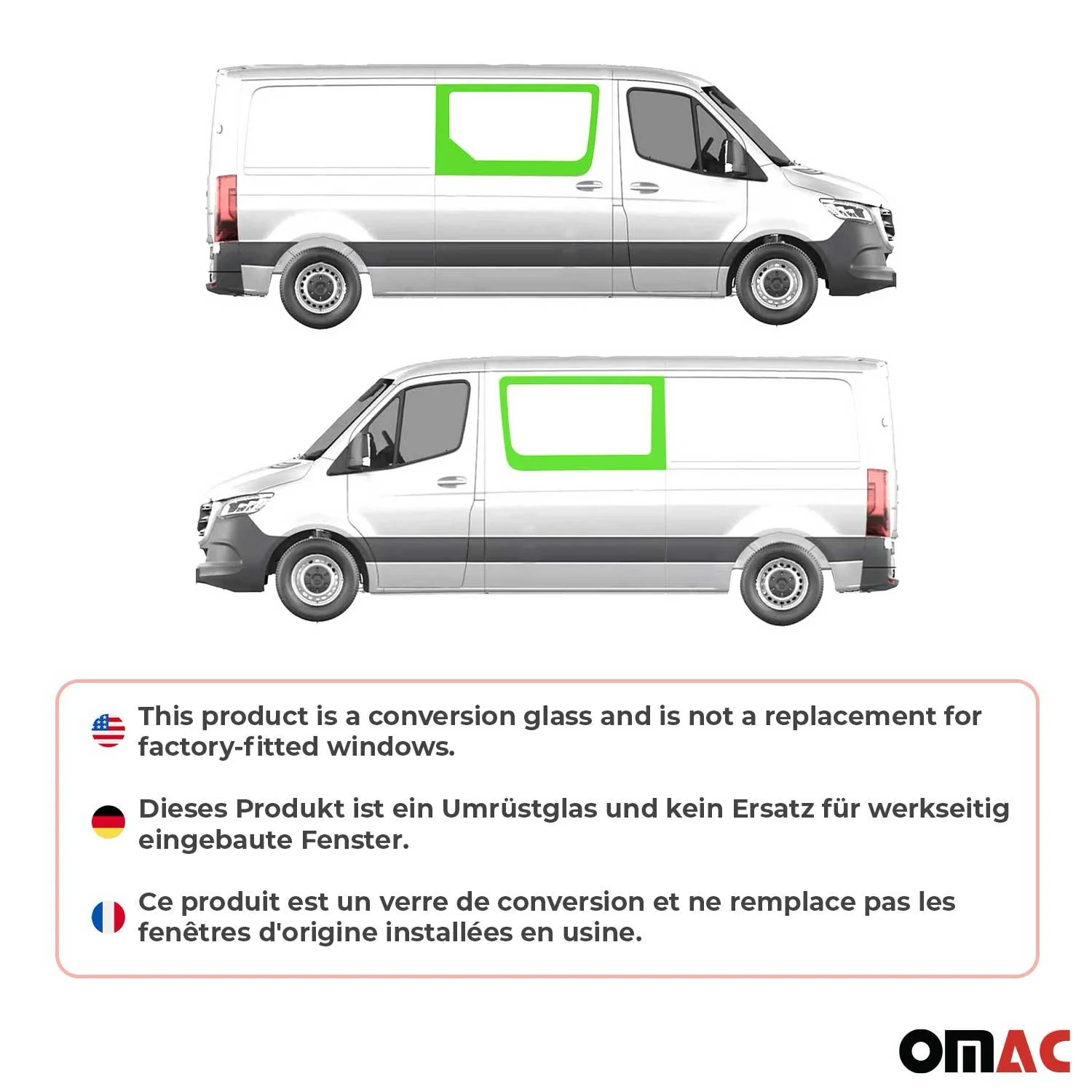 2006-2018 Mercedes Sprinter W906 Window Glass Front Right & Left Side Set L2 L3 L4 - Image 2