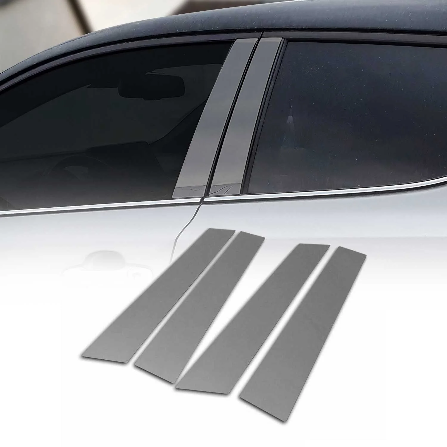 2011-2016 Mini Countryman R60 Window B Pillar Posts Door Trim Stainless Steel Dark 4x