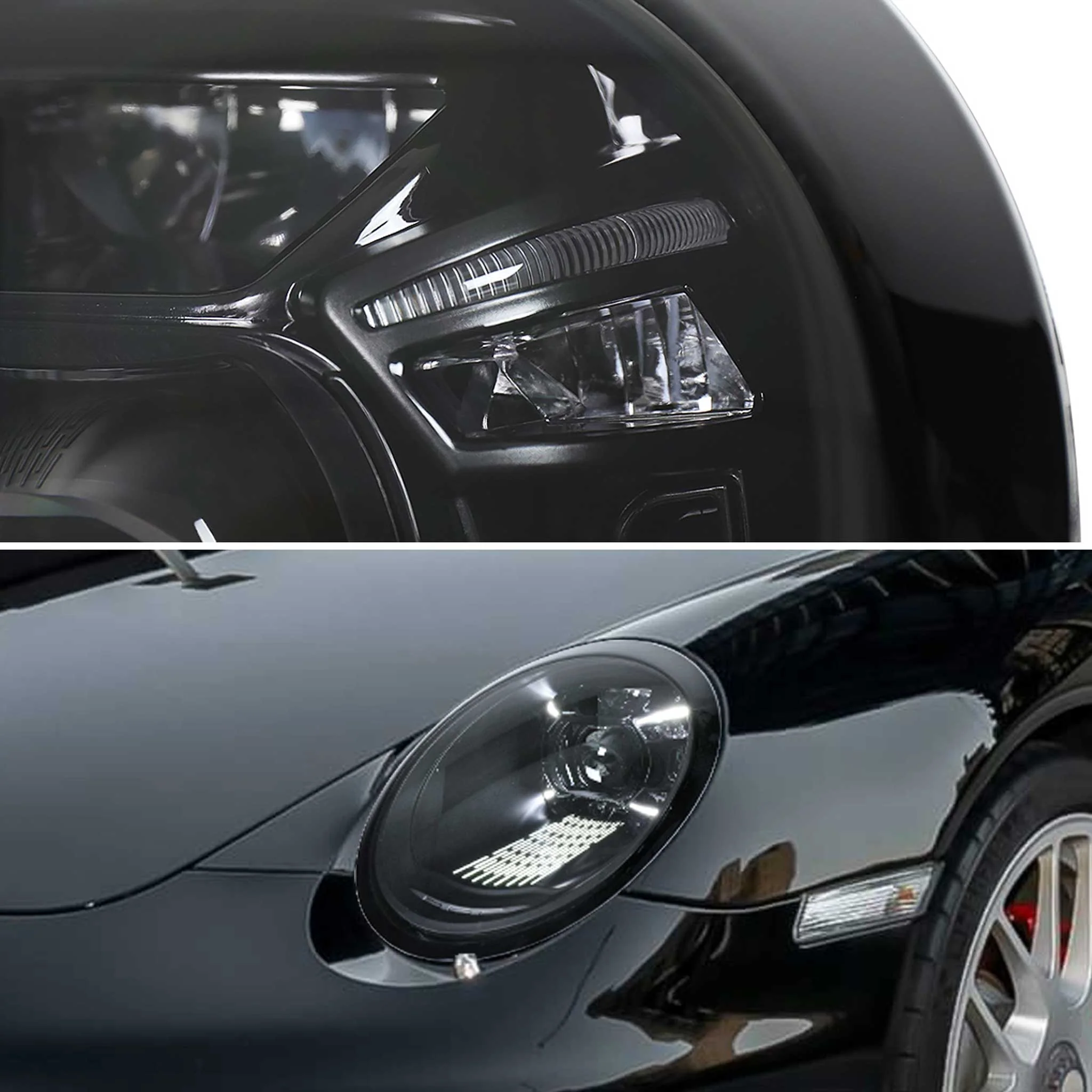 For Porsche 911 997.2 2009-2013 LED Projector DRL Headlights Matte Black Glossy Accents Clear Lens - Image 7