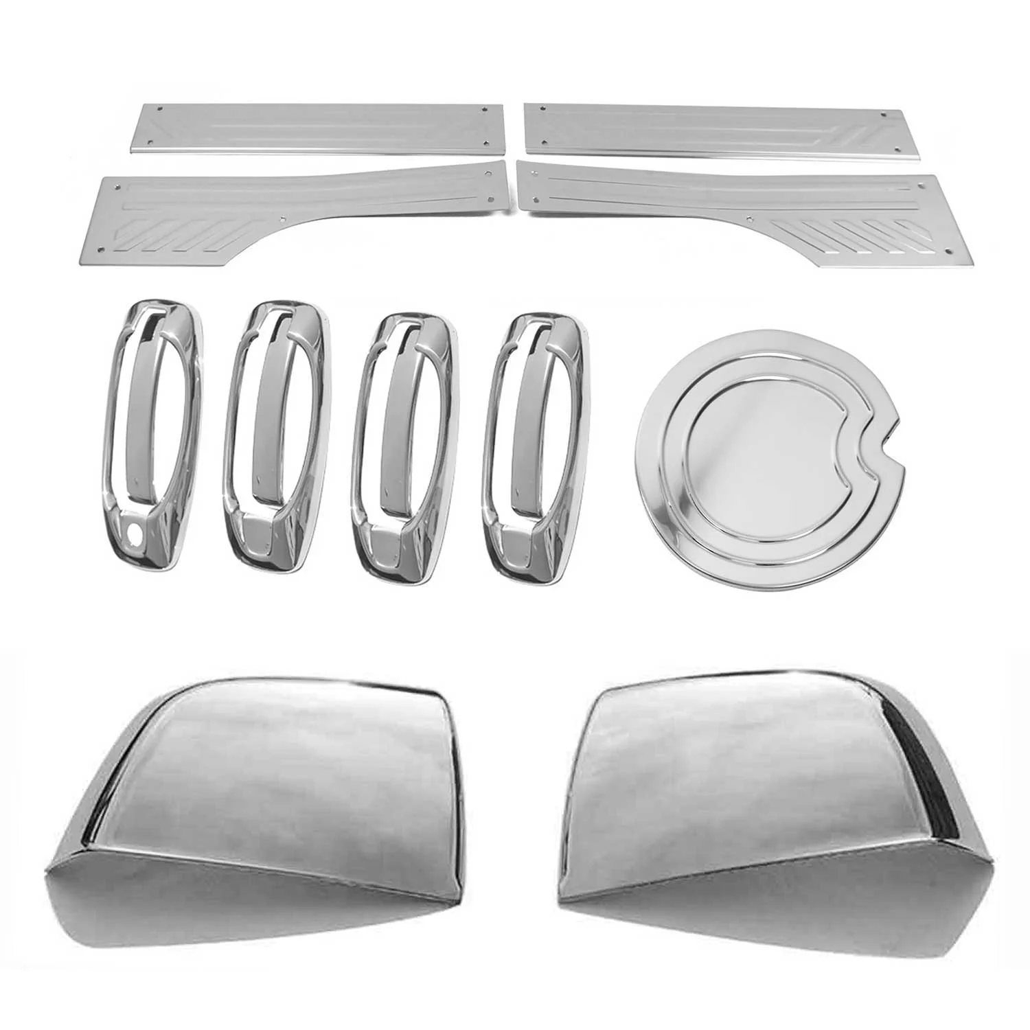 2015-2022 RAM ProMaster City Mirror Cover Caps & Door Sill Covers Chrome Set
