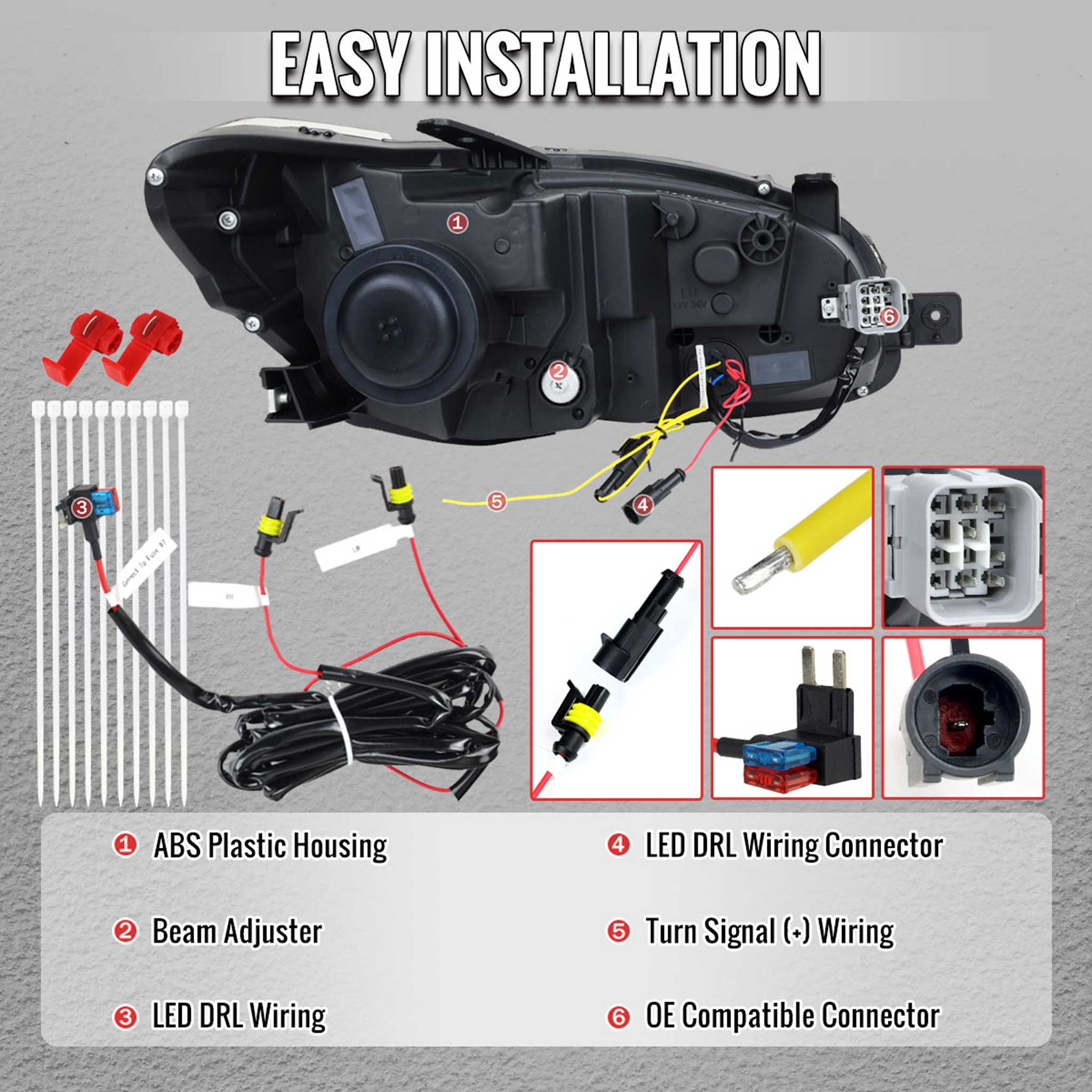 For Subaru Impreza WRX STI 2015-2021 Projector Headlights Sequential LED Switchback DRL Black Housing Clear Lens - Image 6
