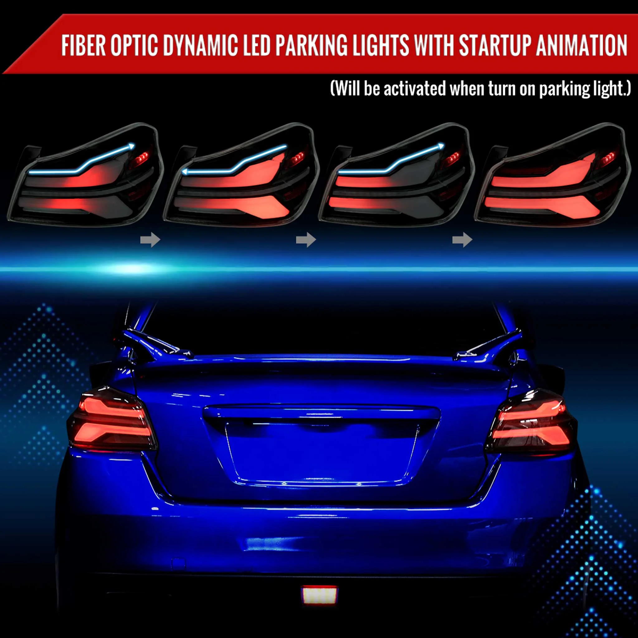 For Subaru WRX STi 015-2021 LED Tail Light Sequential Turn Signal Black Smoked Brake Reverse Marker - Image 3
