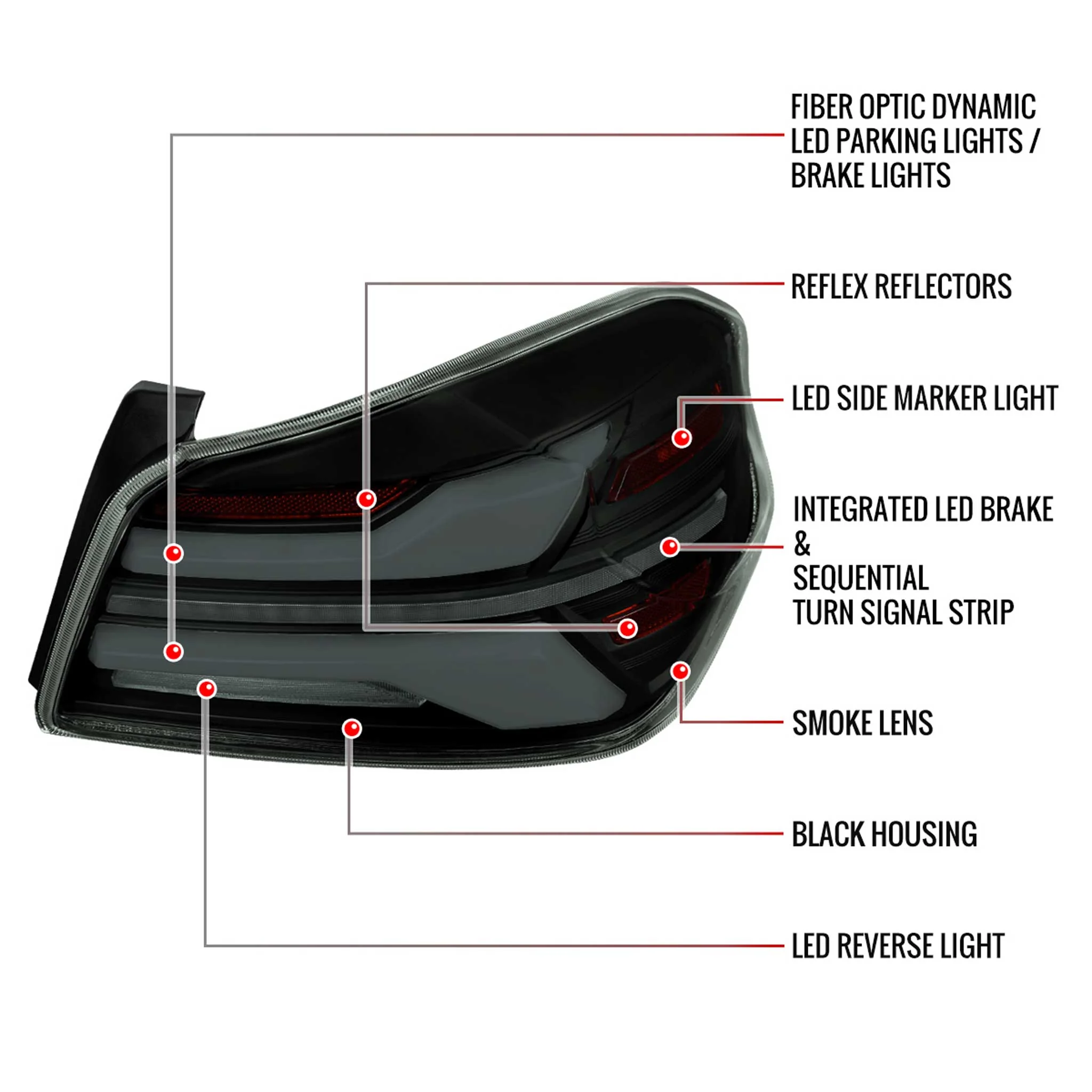 For Subaru WRX STi 015-2021 LED Tail Light Sequential Turn Signal Black Smoked Brake Reverse Marker - Image 8