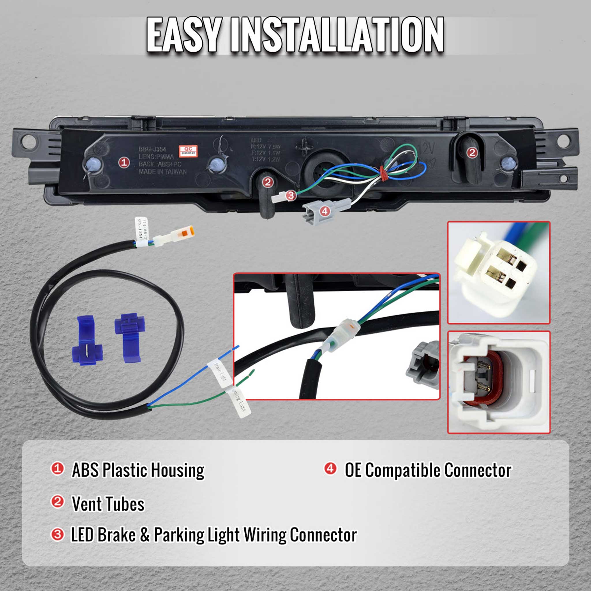 For Toyota GR86 / Subaru BRZ 2022-2024 Rear Bumper Full LED 4th Reverse Tail Brake Light Matte Black Housing Clear Lens - Image 5