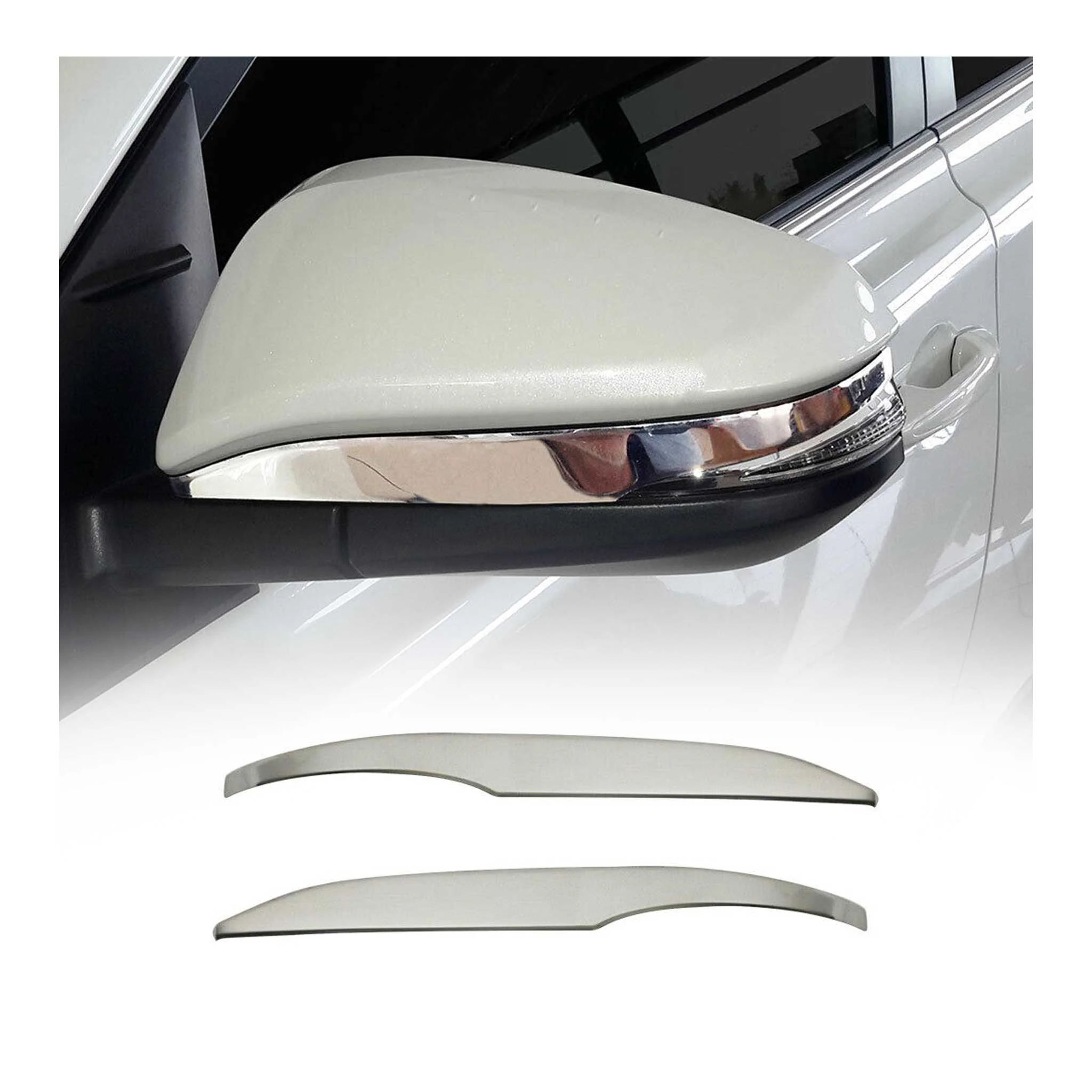 2014-2019 Toyota Highlander Side Mirror Cover Caps Stainless Steel Silver 2 Pcs