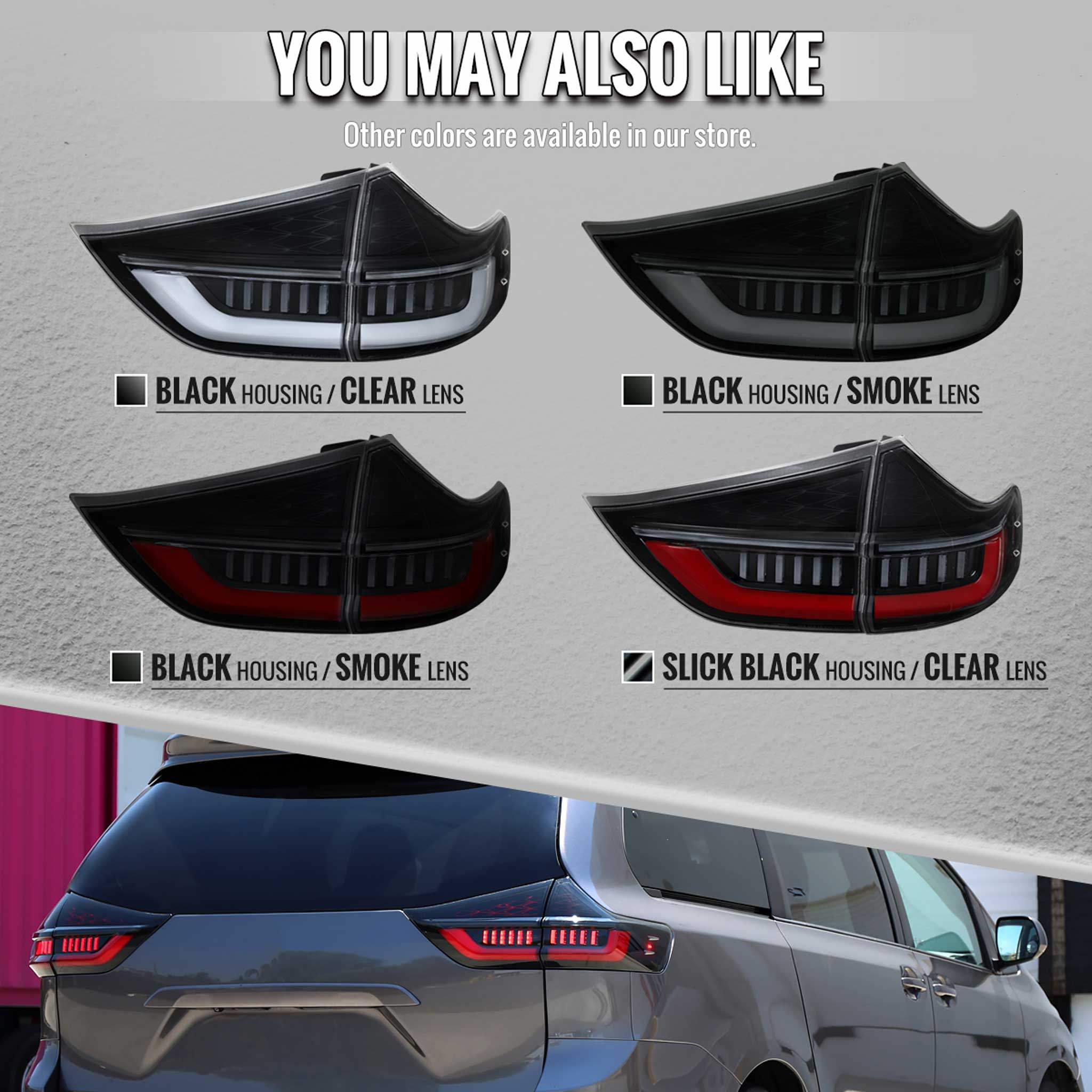 For Toyota Sienna 2011-2014 Full LED Tail Lights Sequential Signal Startup Black Housing Smoked Lens - Image 5