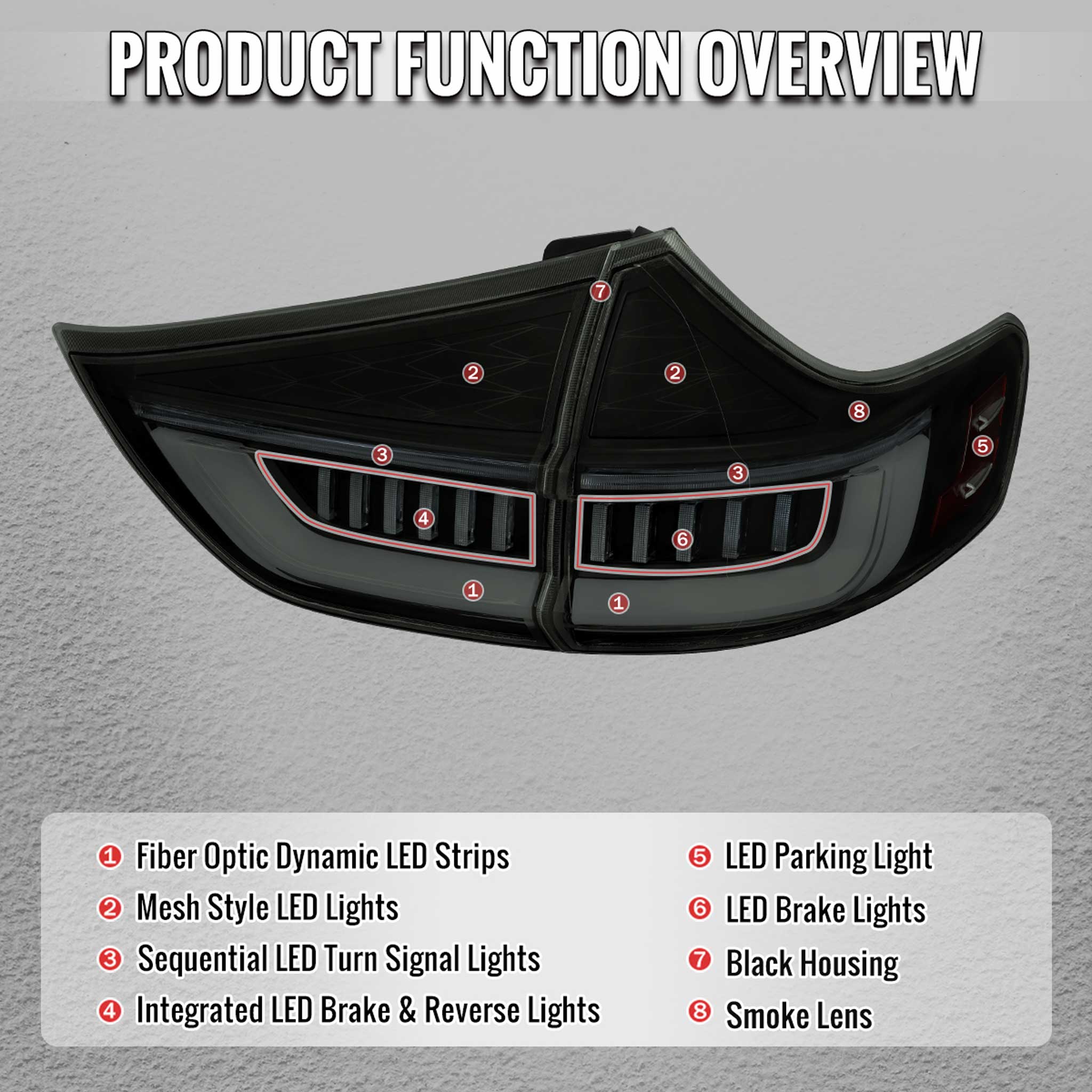 For Toyota Sienna 2011-2014 Full LED Tail Lights Sequential Signal Startup Black Housing Smoked Lens - Image 7