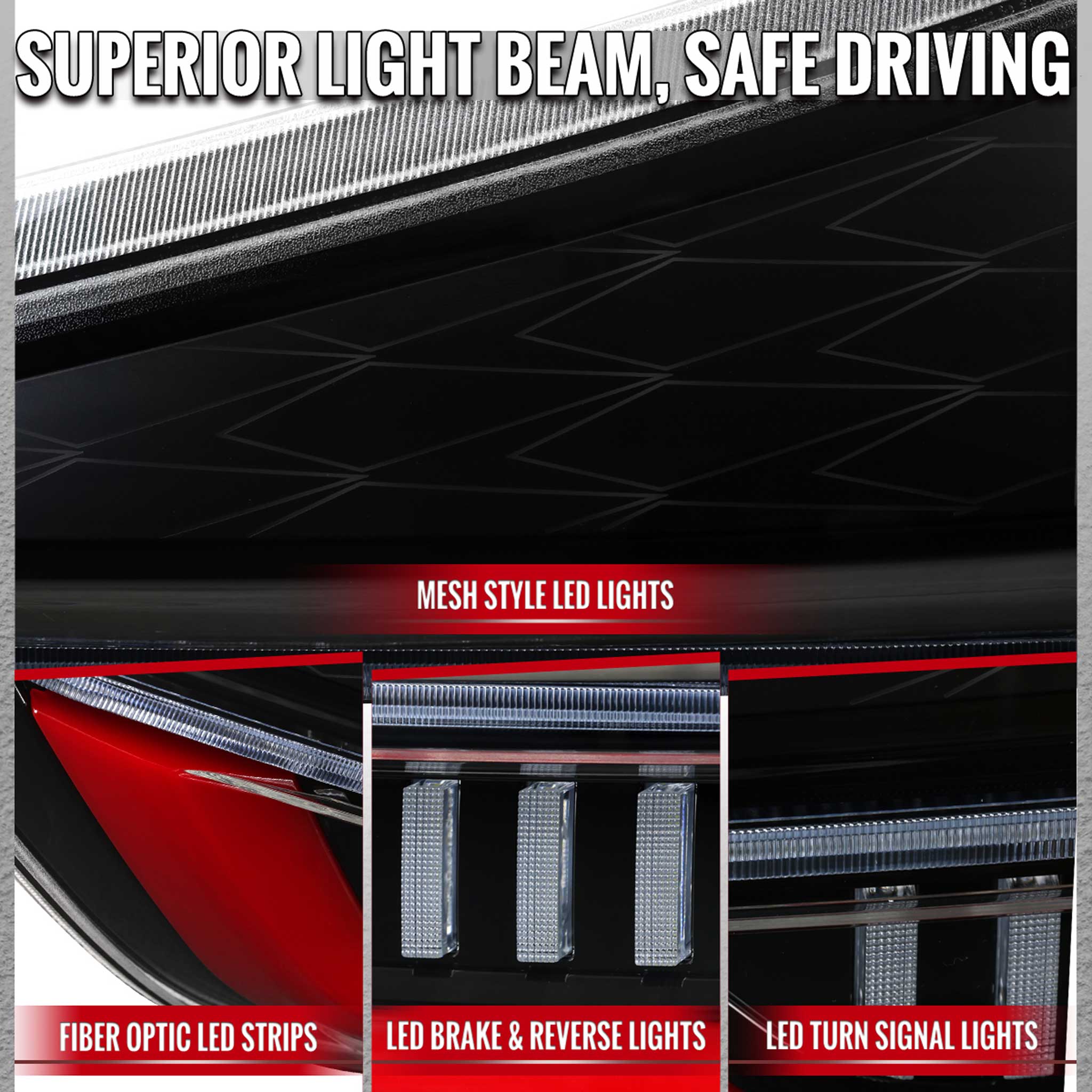 For Toyota Sienna 2015-2020 Full LED Tail Lights Sequential Red Fiber Optic Black Clear Lens Startup - Image 4