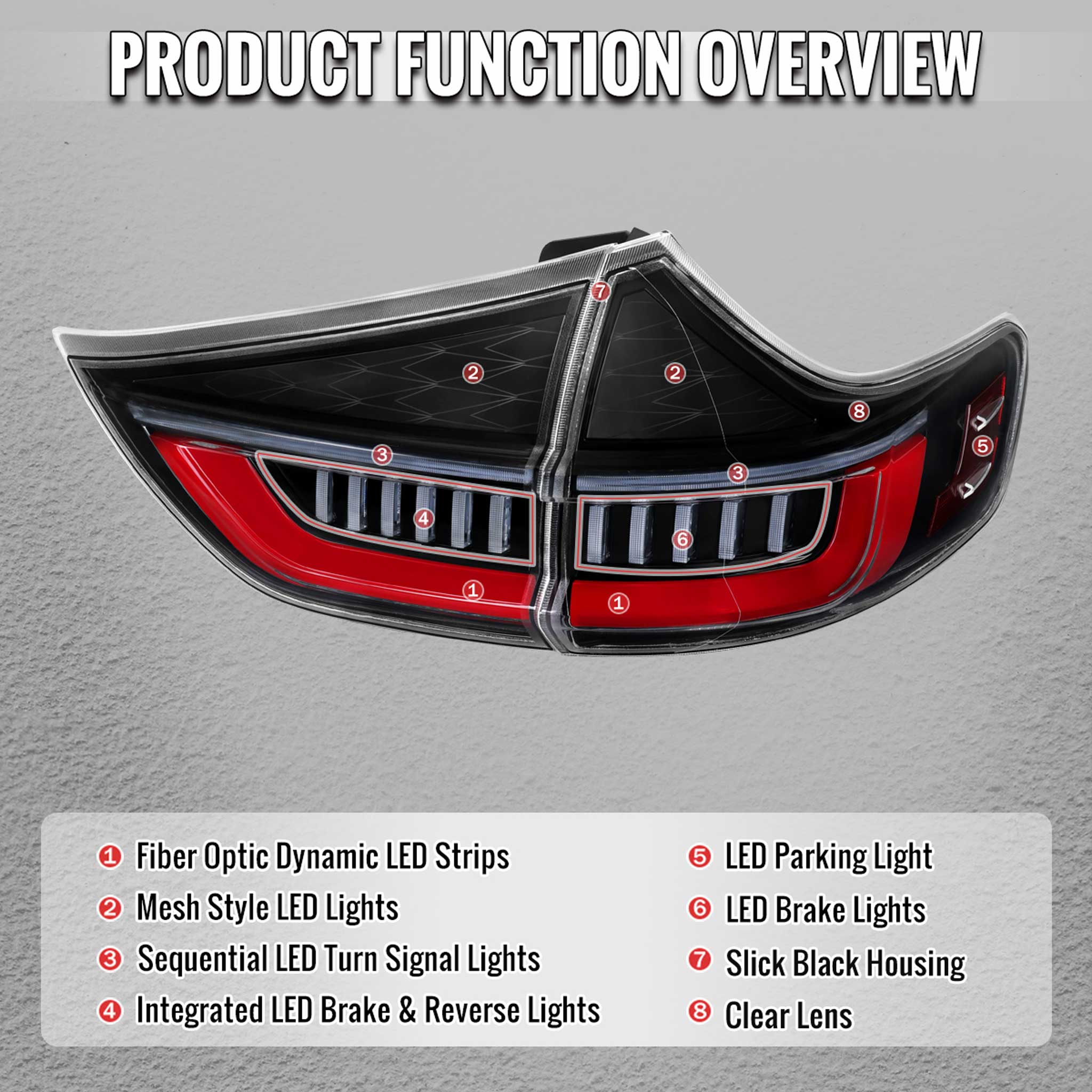For Toyota Sienna 2015-2020 Full LED Tail Lights Sequential Red Fiber Optic Black Clear Lens Startup - Image 7