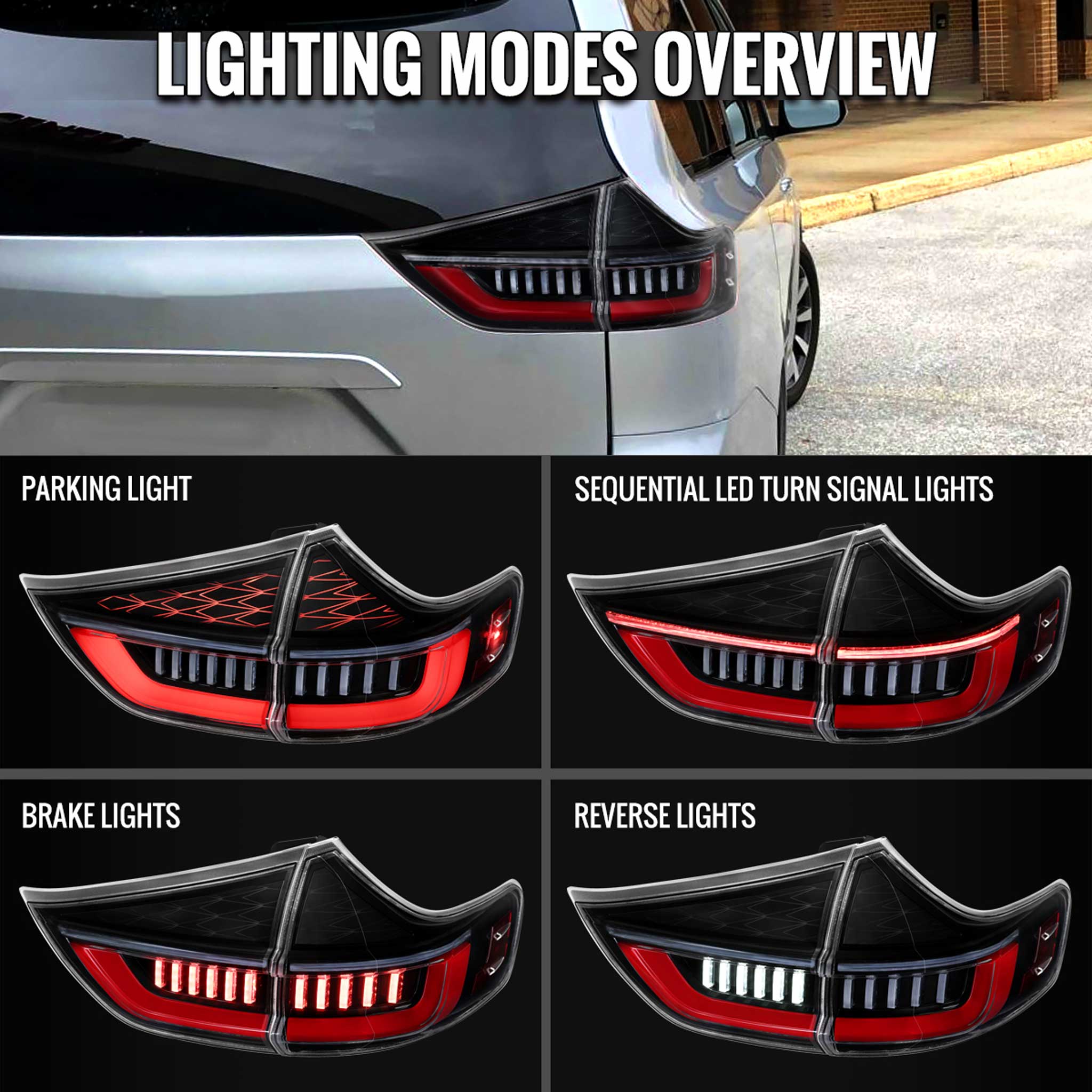 For Toyota Sienna 2015-2020 Full LED Tail Lights Sequential Red Fiber Optic Black Clear Lens Startup - Image 8