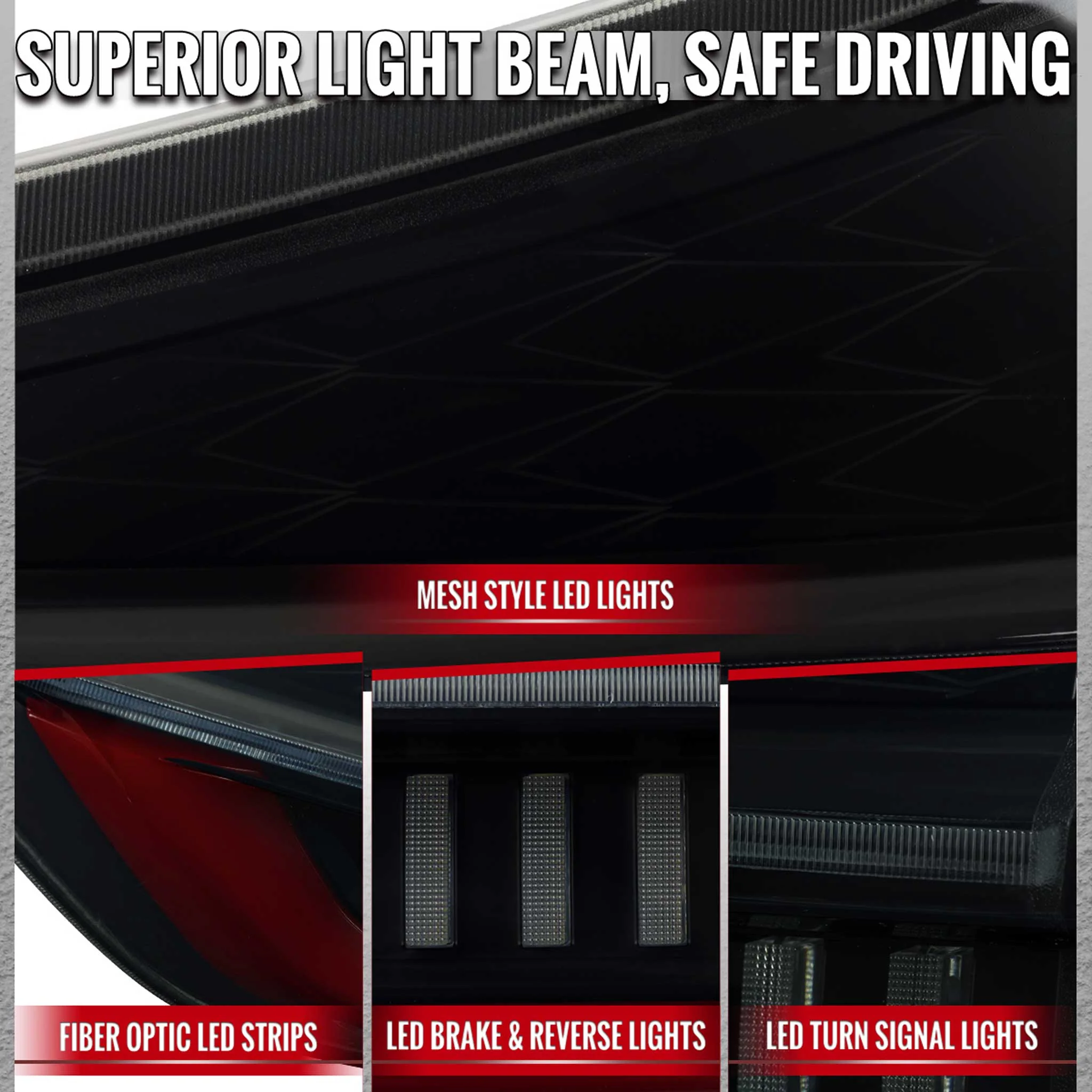 For Toyota Sienna 2015-2020 Full LED Tail Lights Sequential Red Fiber Optic Black Smoked Lens Startup - Image 4