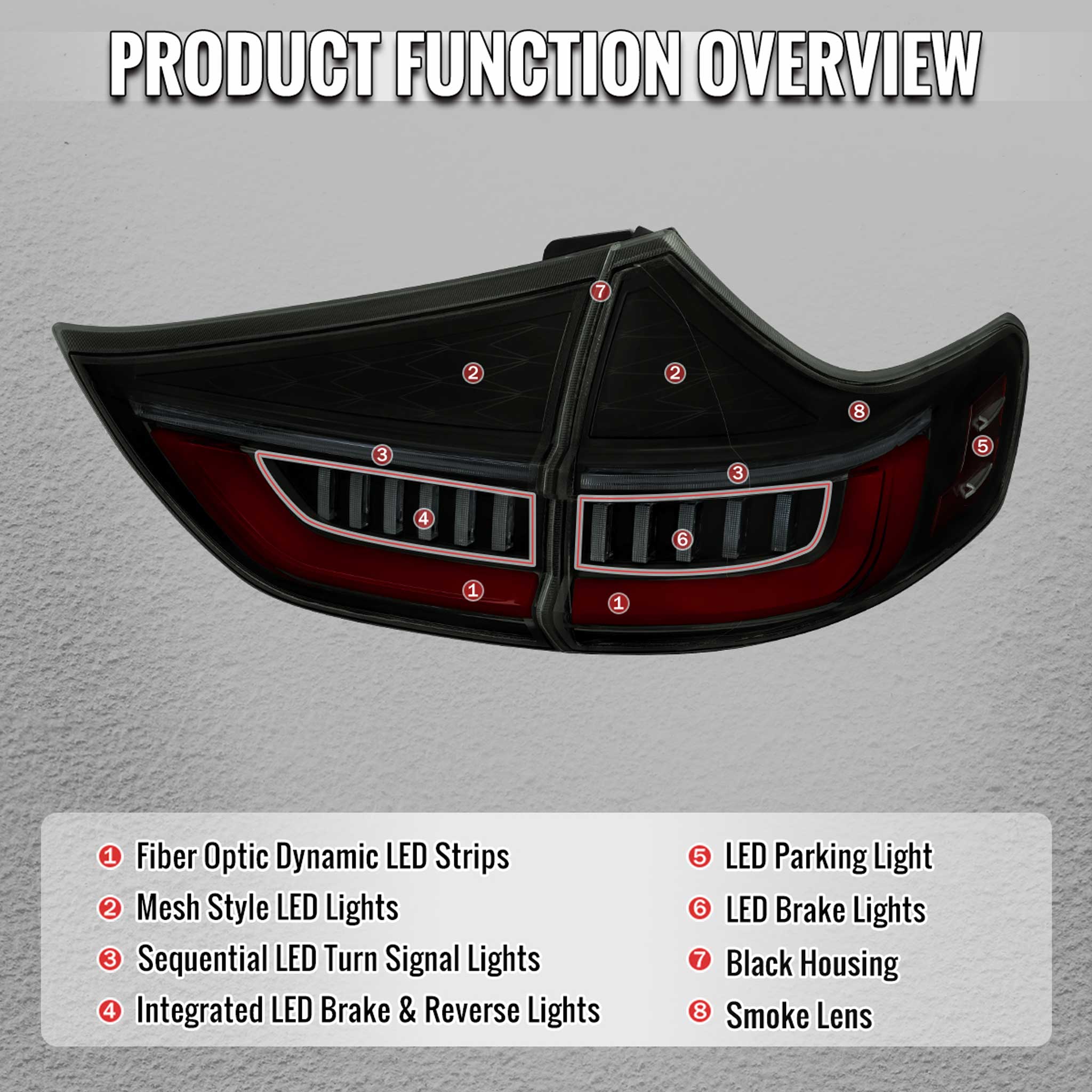 For Toyota Sienna 2015-2020 Full LED Tail Lights Sequential Red Fiber Optic Black Smoked Lens Startup - Image 7
