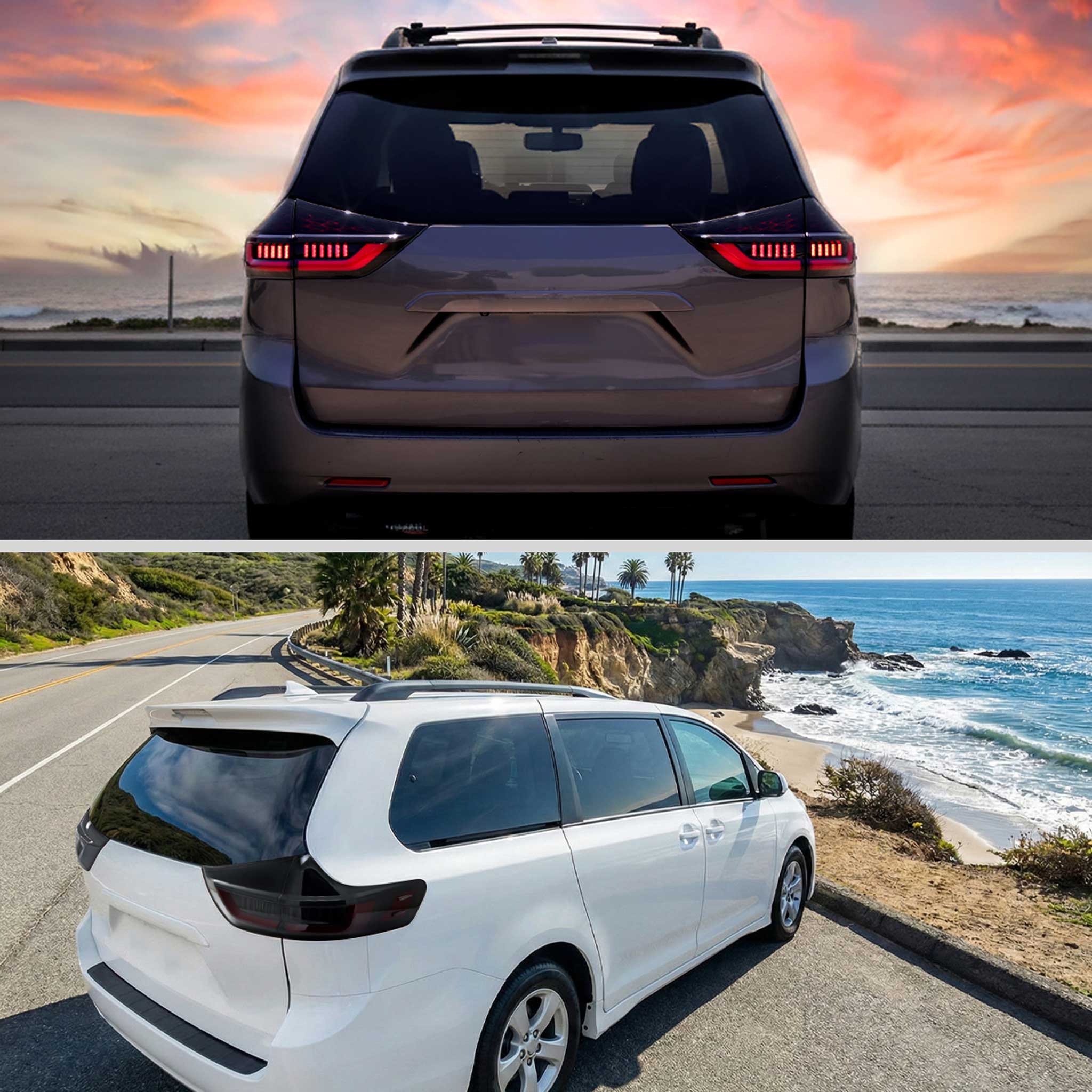 For Toyota Sienna 2015-2020 Full LED Tail Lights Sequential Red Fiber Optic Black Smoked Lens Startup - Image 9