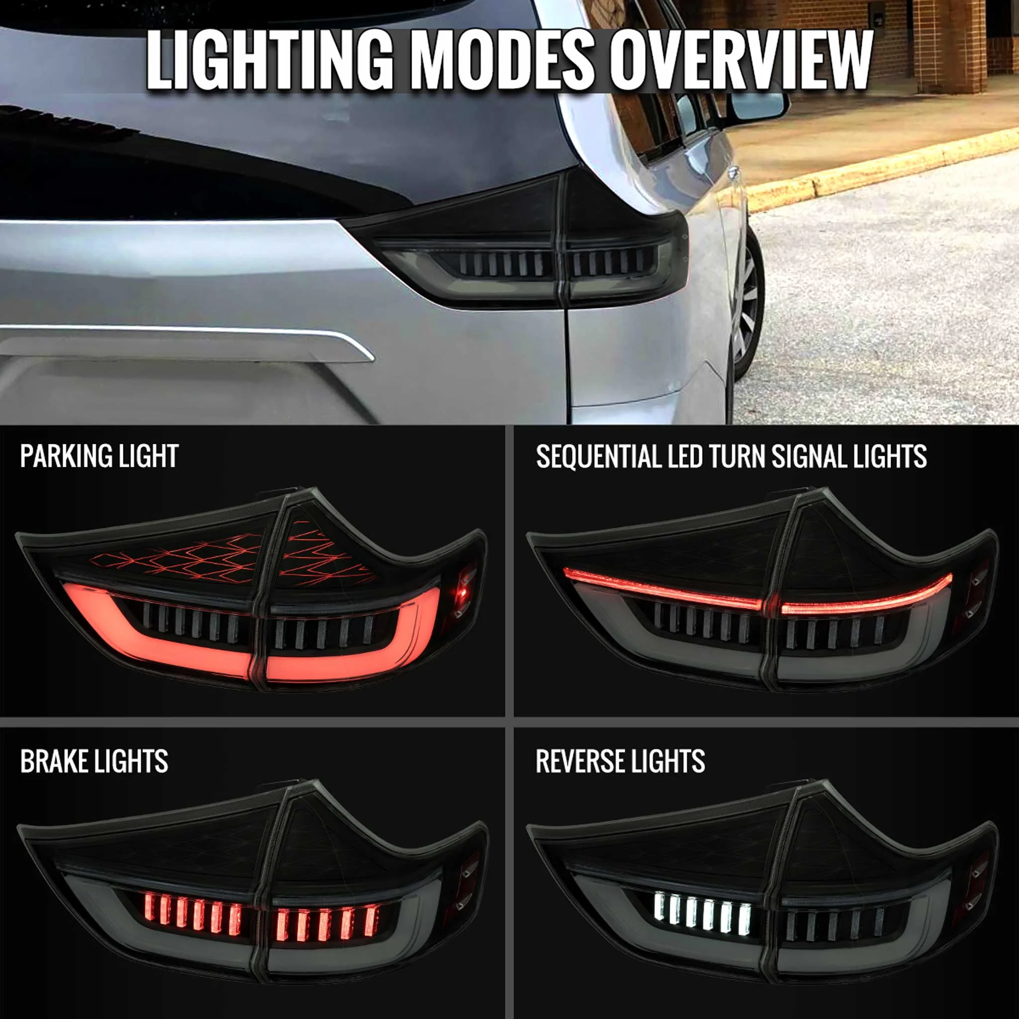 For Toyota Sienna 2015-2020 Full LED Tail Lights Sequential Signal Startup Black Housing Smoked Lens - Image 8