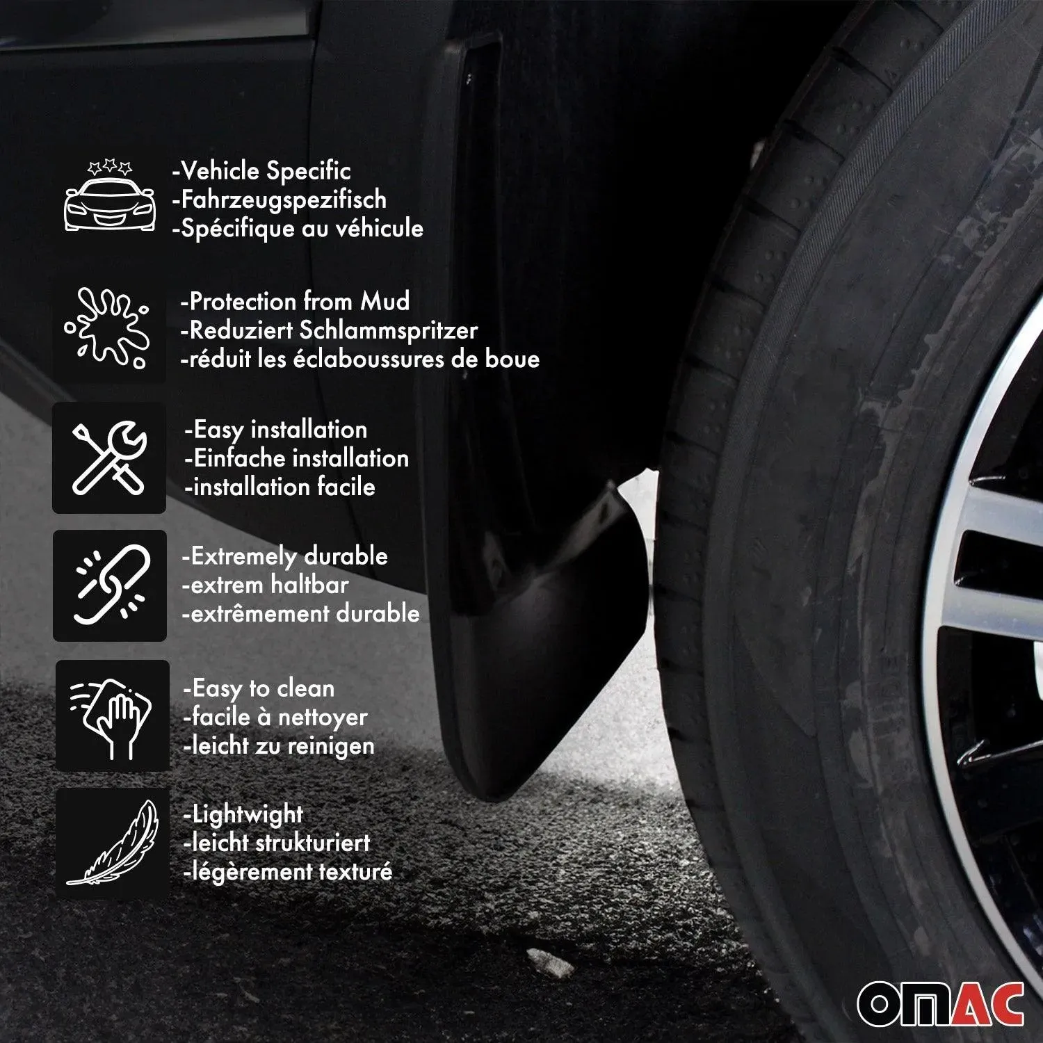 2008-2011 Ford Focus Mud Guards Splash Mud Flaps Black 2 Pcs - Image 3