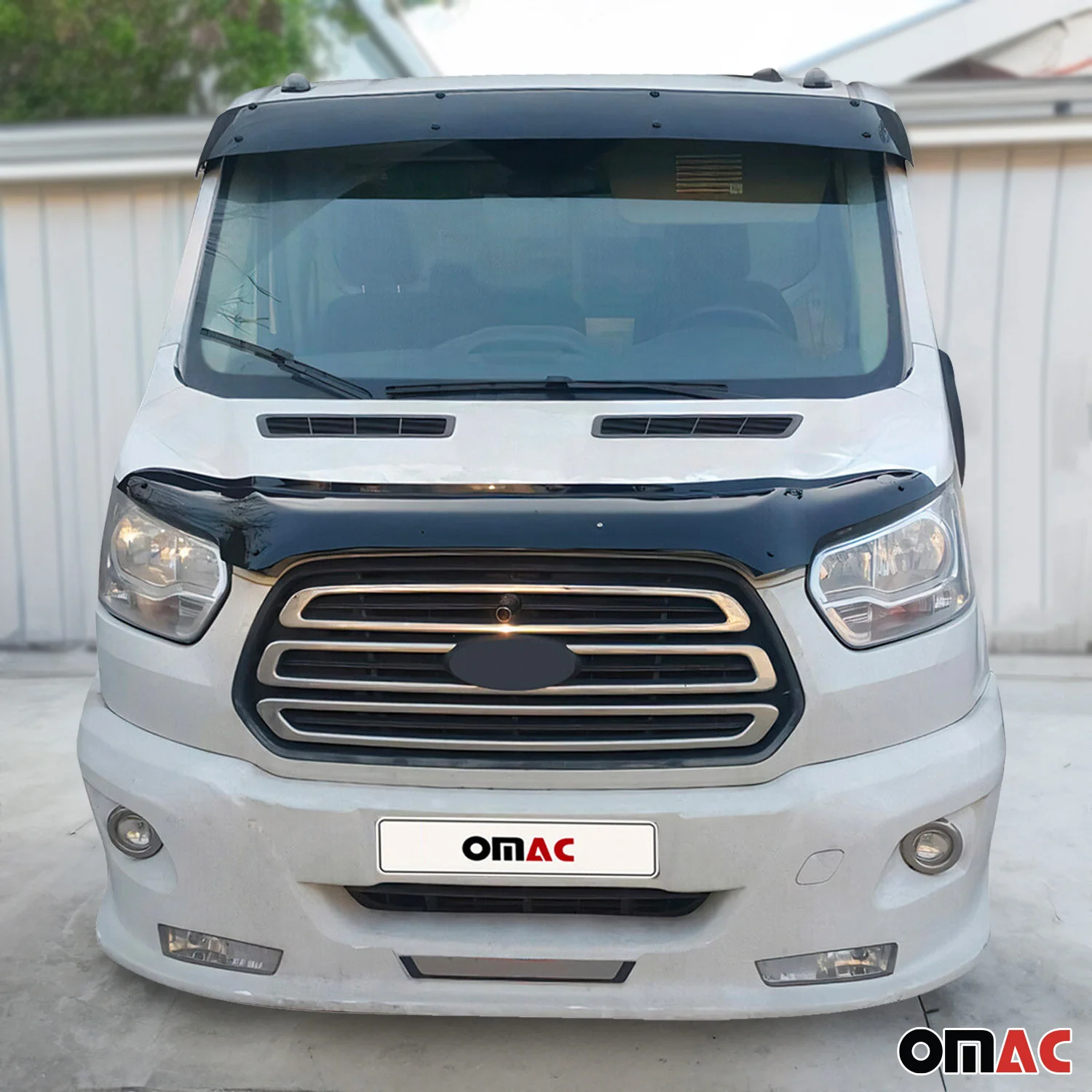 2015-2026 Ford Transit Windshield Sun Visor & Bug Shield Hood Deflector Kit 2Pcs Smoke - Image 2