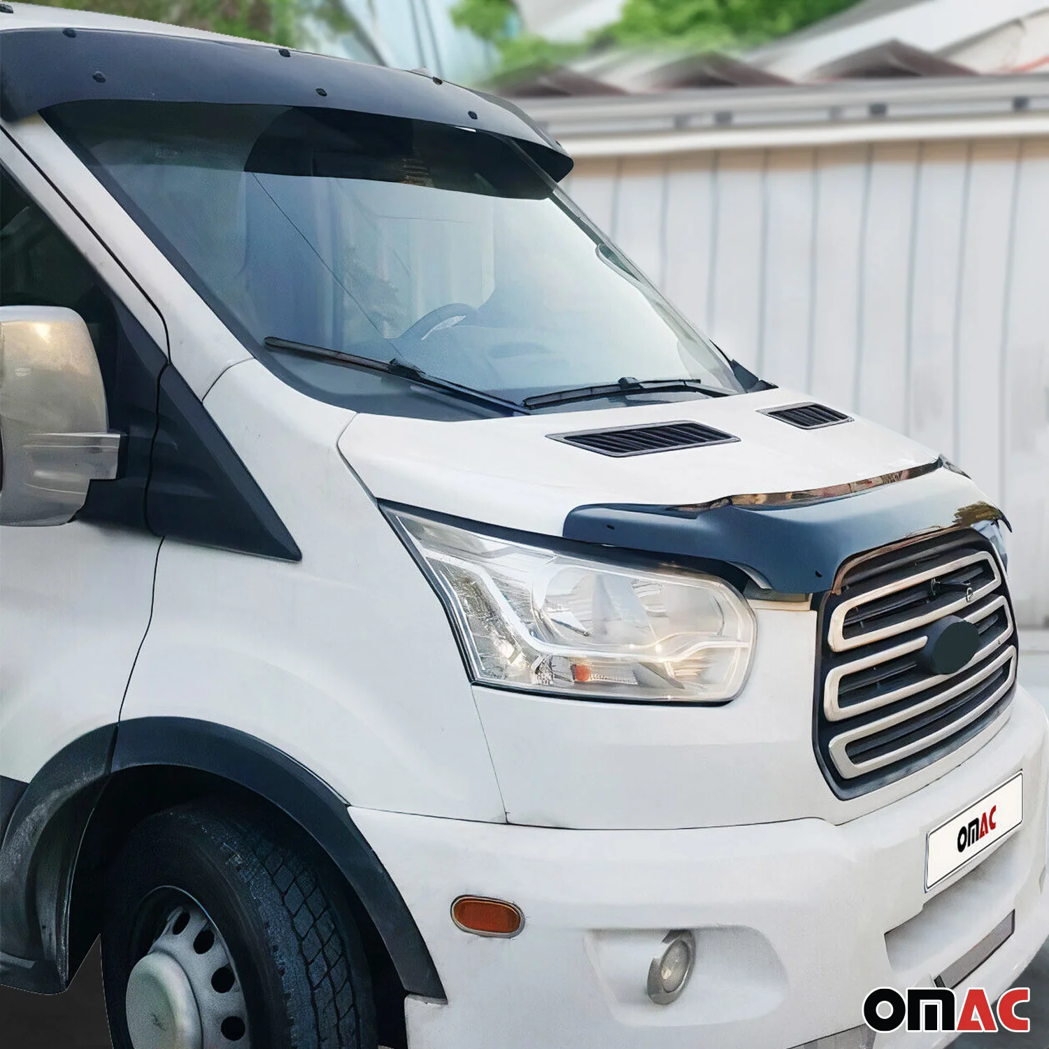 2015-2026 Ford Transit Windshield Sun Visor & Bug Shield Hood Deflector Kit 2Pcs Smoke - Image 3
