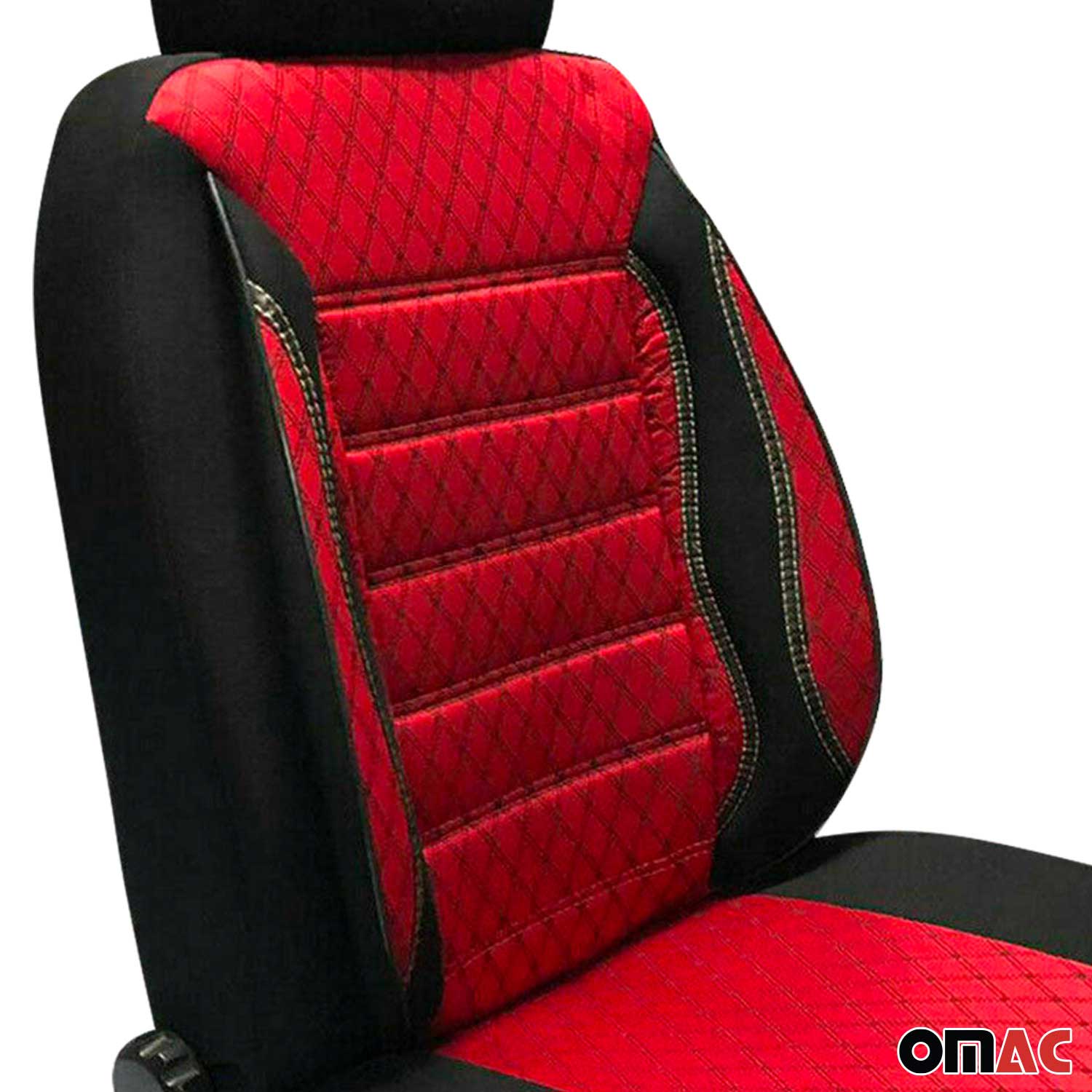Front Car Pickup Van SUV Seat Cover Protection Fabric Black with Red 1 Pcs - Image 8