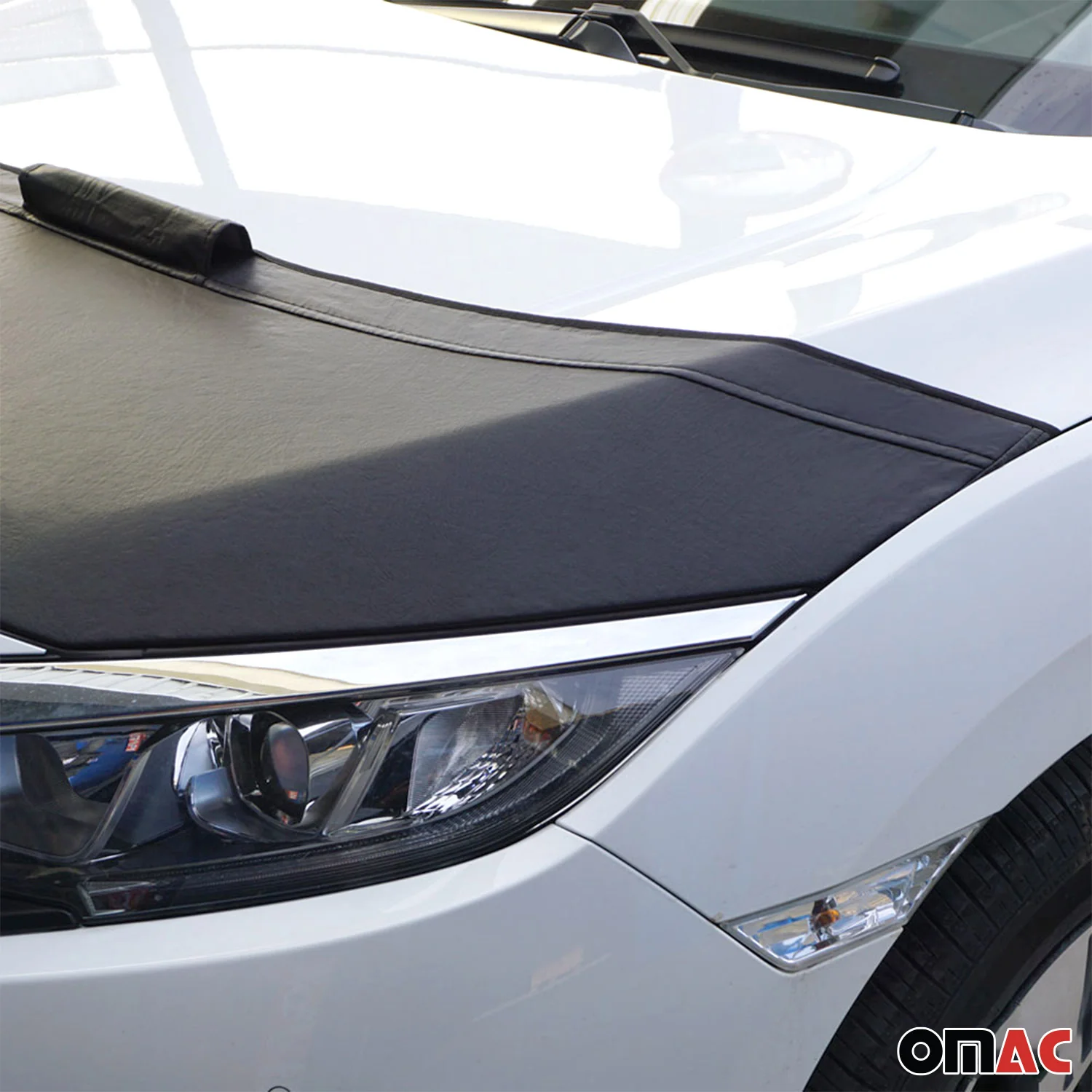 2011-2018 Hyundai Accent Blue Car Bonnet Mask Hood Bra Black 1 Pc - Image 5