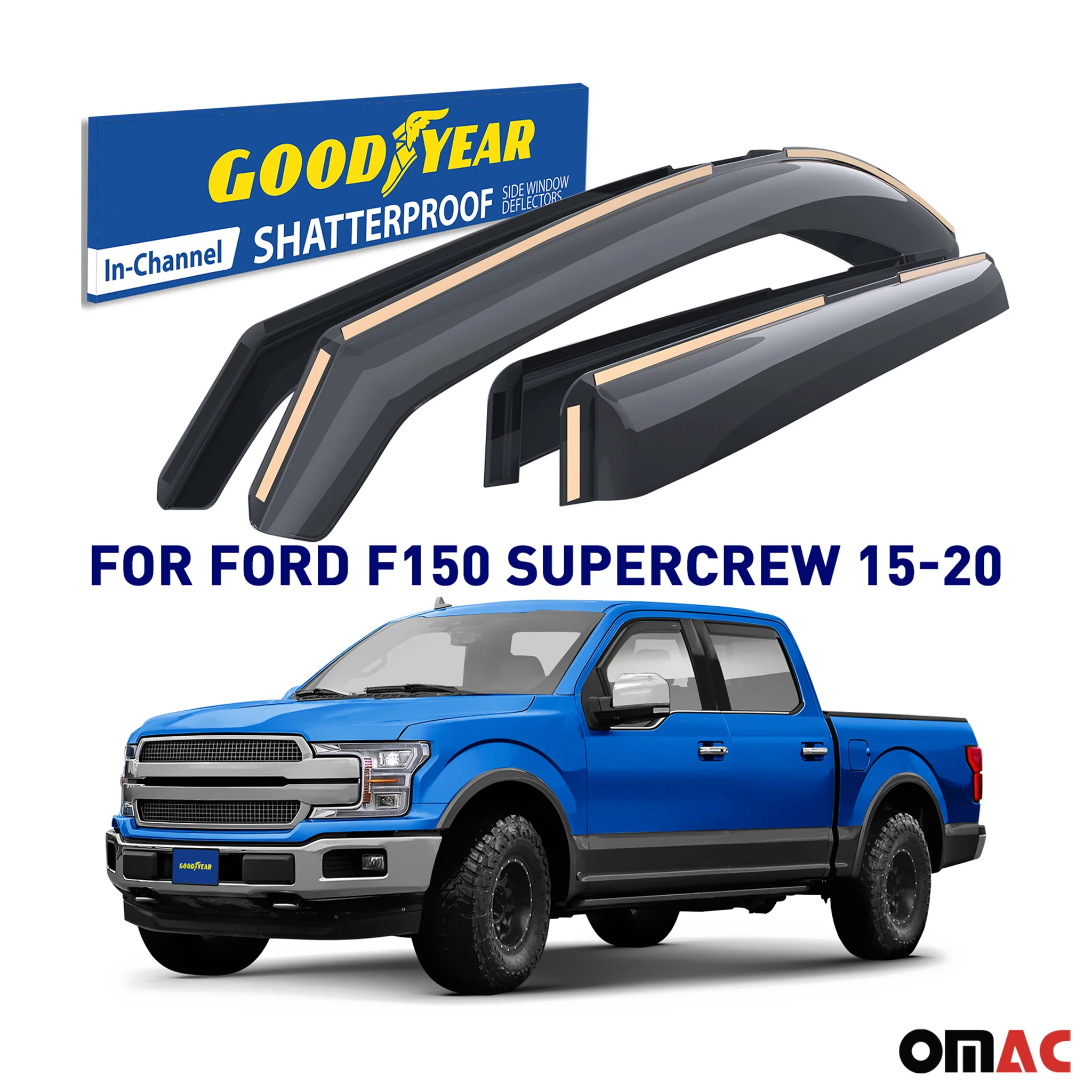 Goodyear Wind Deflector for Ford F250 F350 F450 SuperDuty 2017-2022 Crew Cab 4x - Image 2