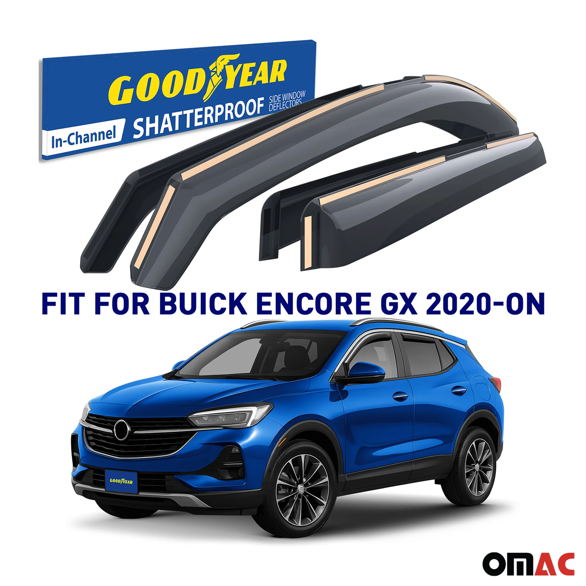 Goodyear Wind Deflectors for Buick Encore GX 2020-2025 In-channel Smoke 4 pcs - Image 2