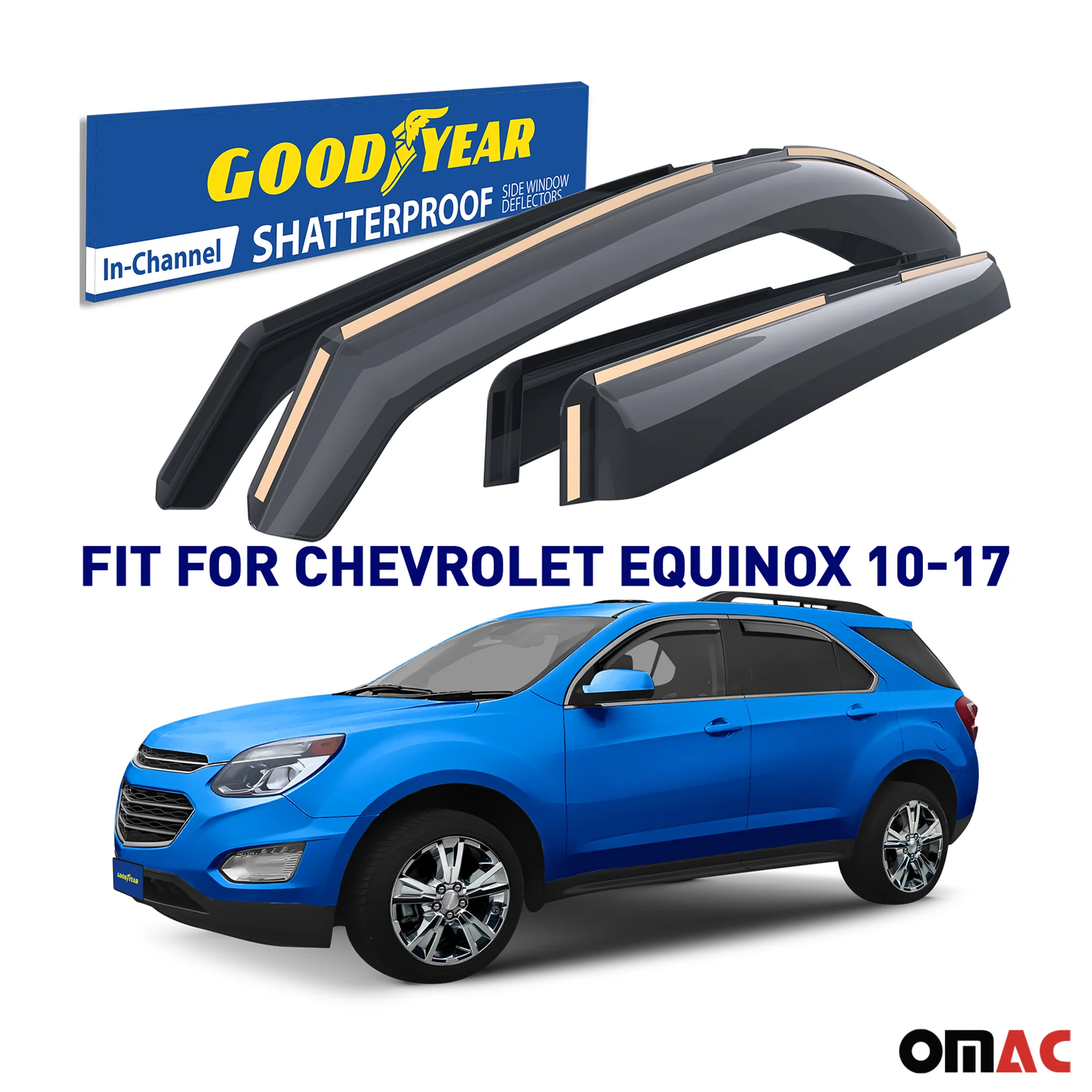 Goodyear Wind Deflectors for Chevrolet Equinox 2010-2017 In-channel Smoke 4 pcs - Image 2
