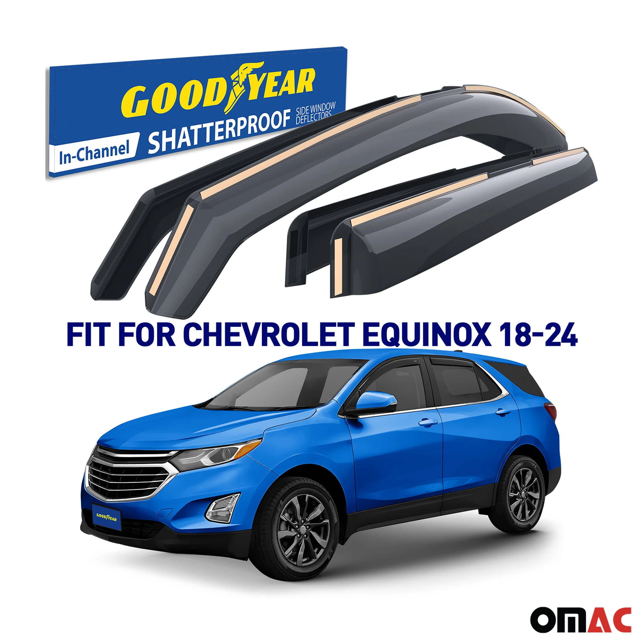 Goodyear Wind Deflectors for Chevrolet Equinox 2018-2024 In-channel Smoke 4 pcs - Image 2