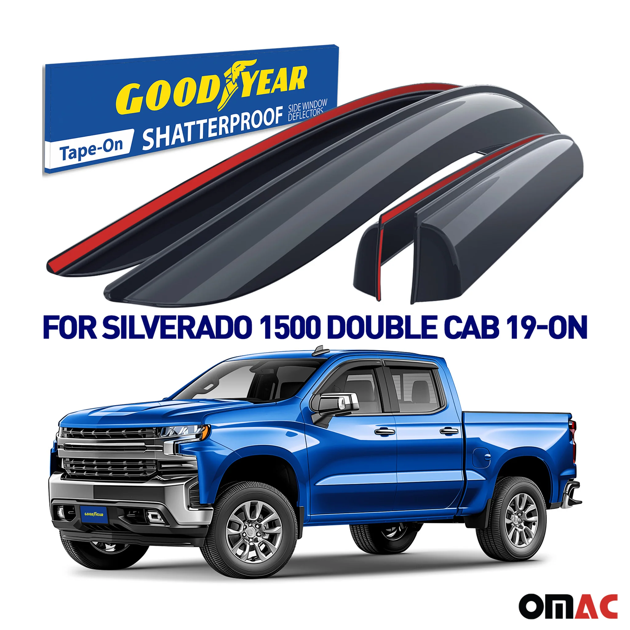 Goodyear Wind Deflectors for Chevy Silverado 1500 2019-2025 Double Cab 4x - Image 2