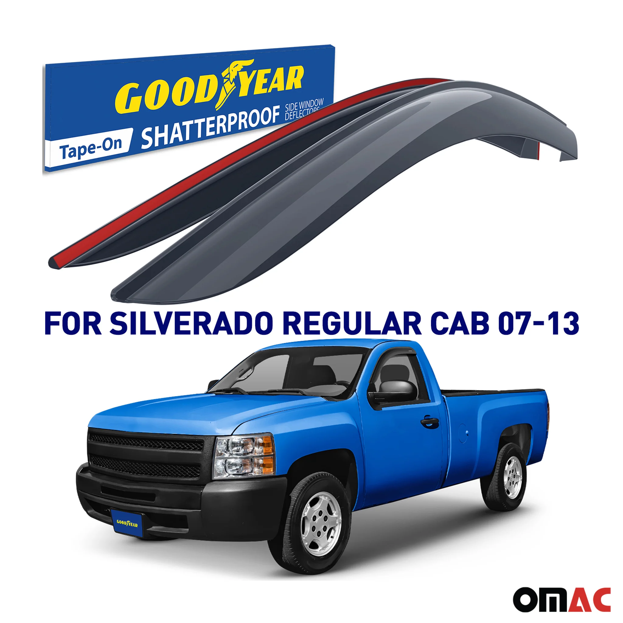 Goodyear Wind Deflectors for GMC Sierra 2500HD 3500HD 2007-14 Crew Cab Smoke 2x - Image 2