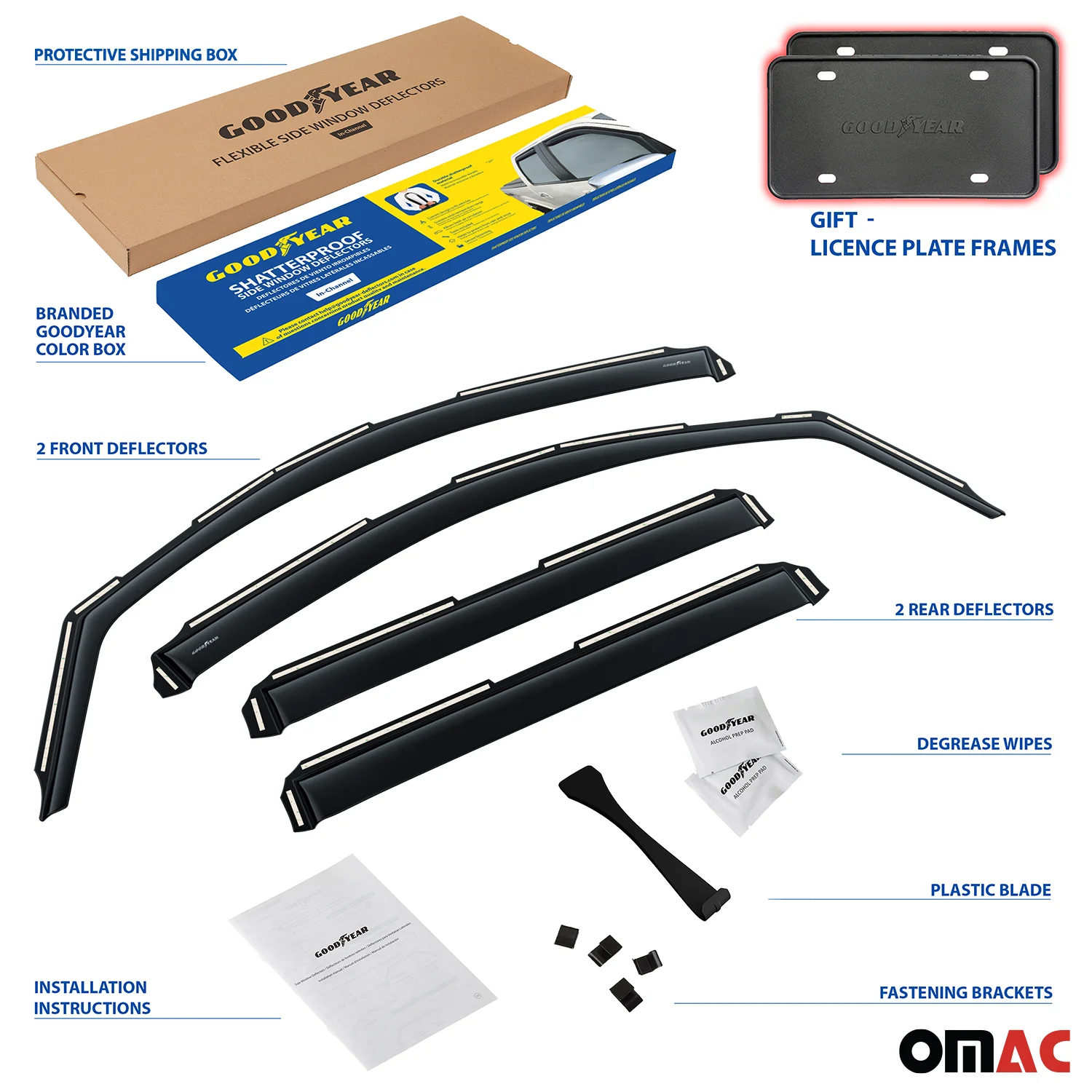 Goodyear Wind Deflectors for Honda Civic 2022-2025 Sedan In-channel Smoke 4 pcs - Image 4