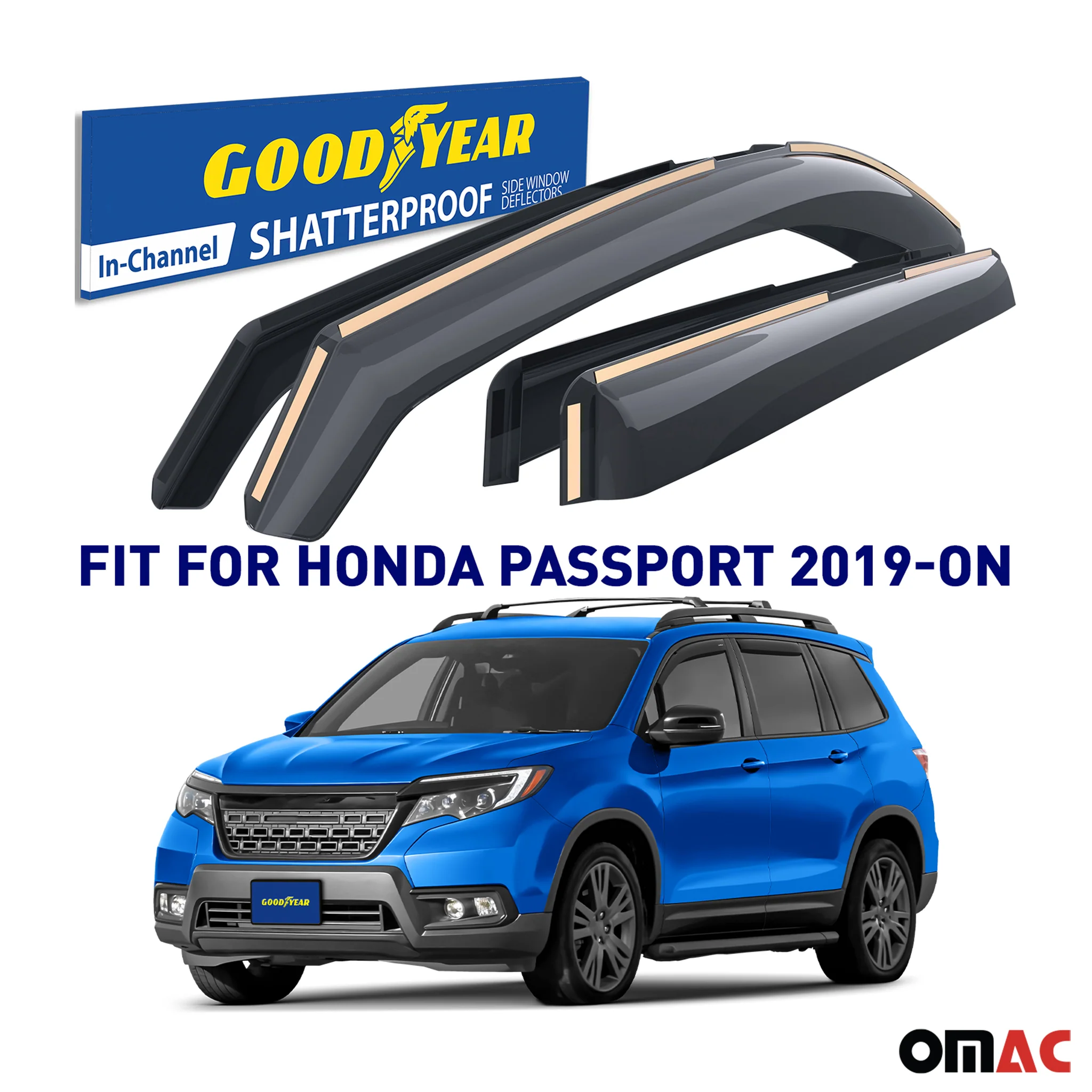 Goodyear Wind Deflectors for Honda Passport 2019-2025 Shatterproof Smoke 4x - Image 2