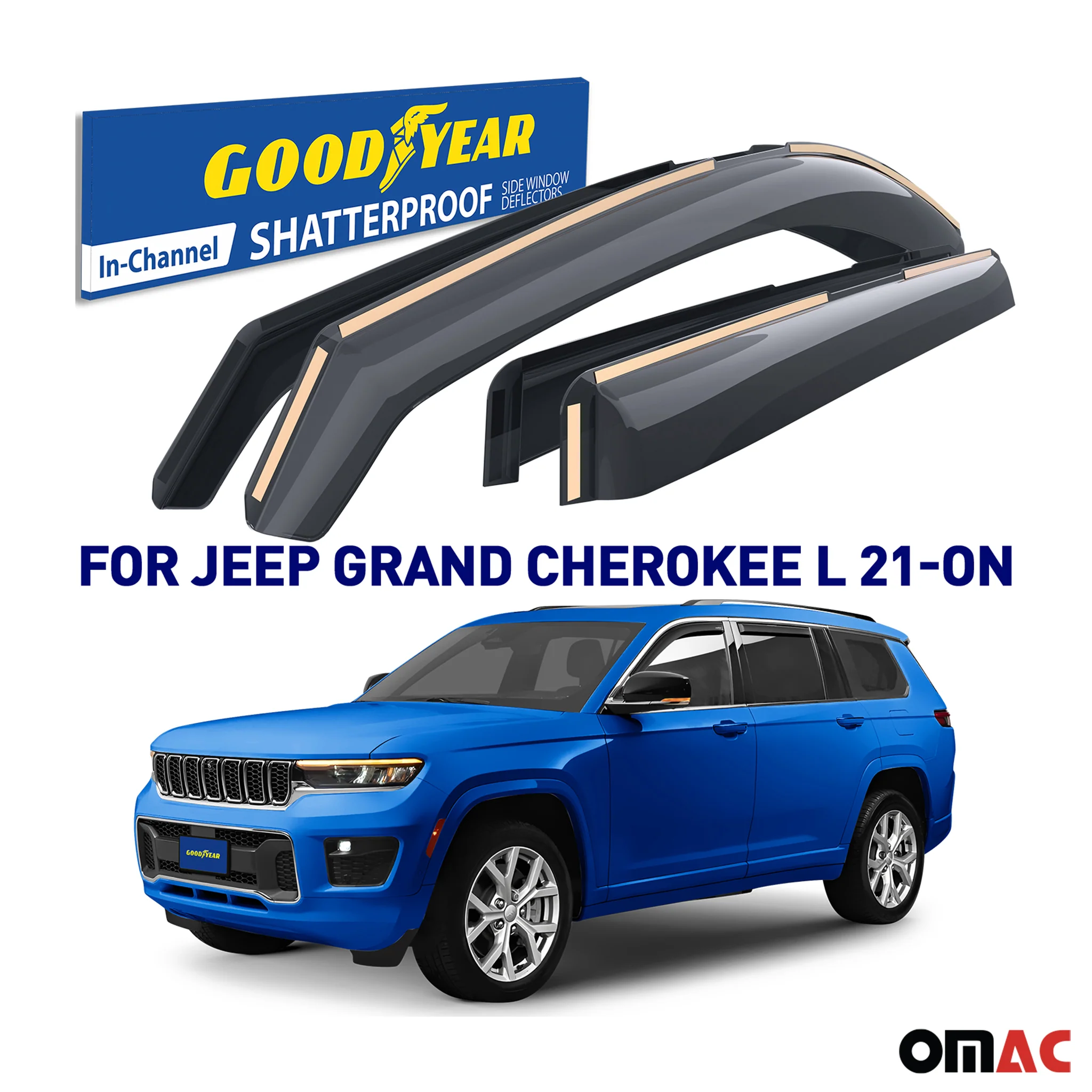 Goodyear Wind Deflectors for Jeep Grand Cherokee L 2021-2025 In-channel Smoke 4x - Image 2