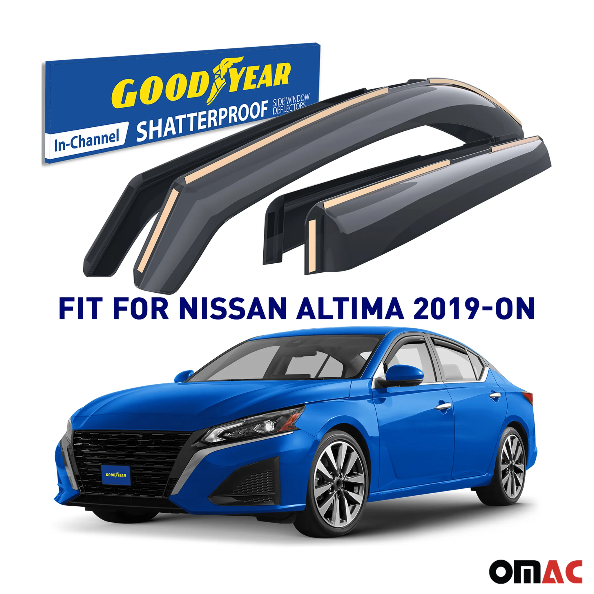 Goodyear Wind Deflectors for Nissan Altima 2019-2025 In-channel Premium Smoke 4x - Image 2