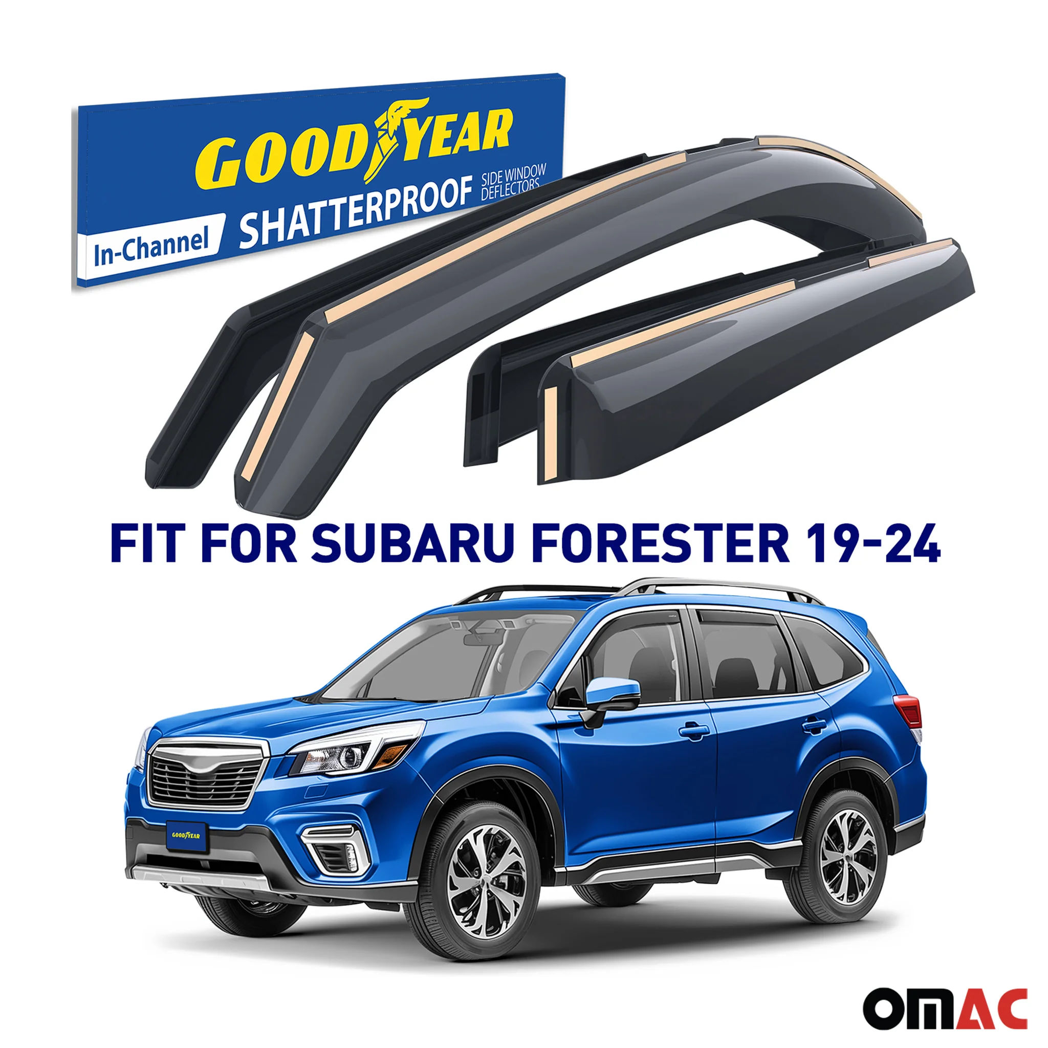 Goodyear Wind Deflectors for Subaru Forester V 2019-2025 In-channel Smoke 4 pcs - Image 2