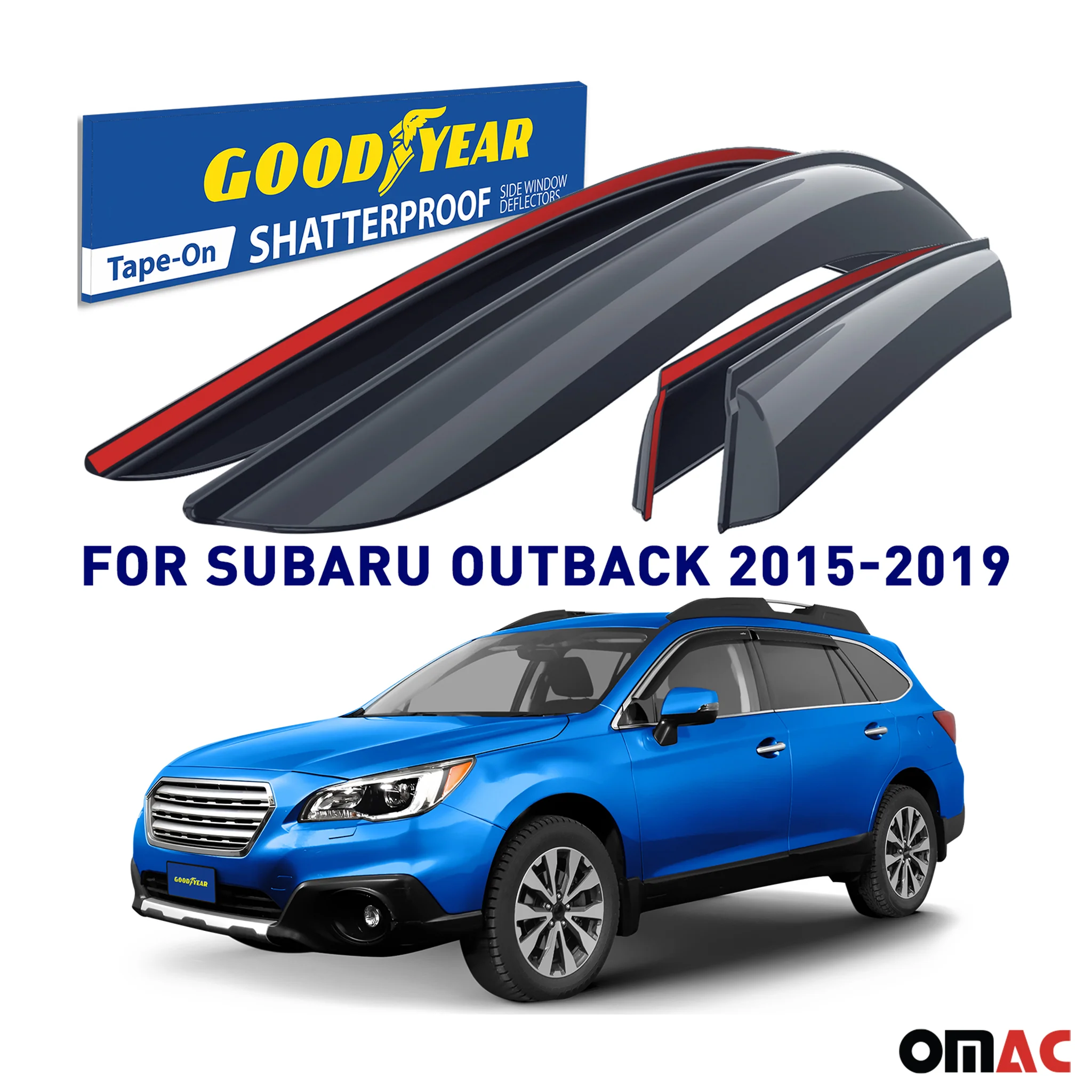 Goodyear Wind Deflectors for Subaru Outback 2015-2019 Tape-On Premium Smoke 4x - Image 2
