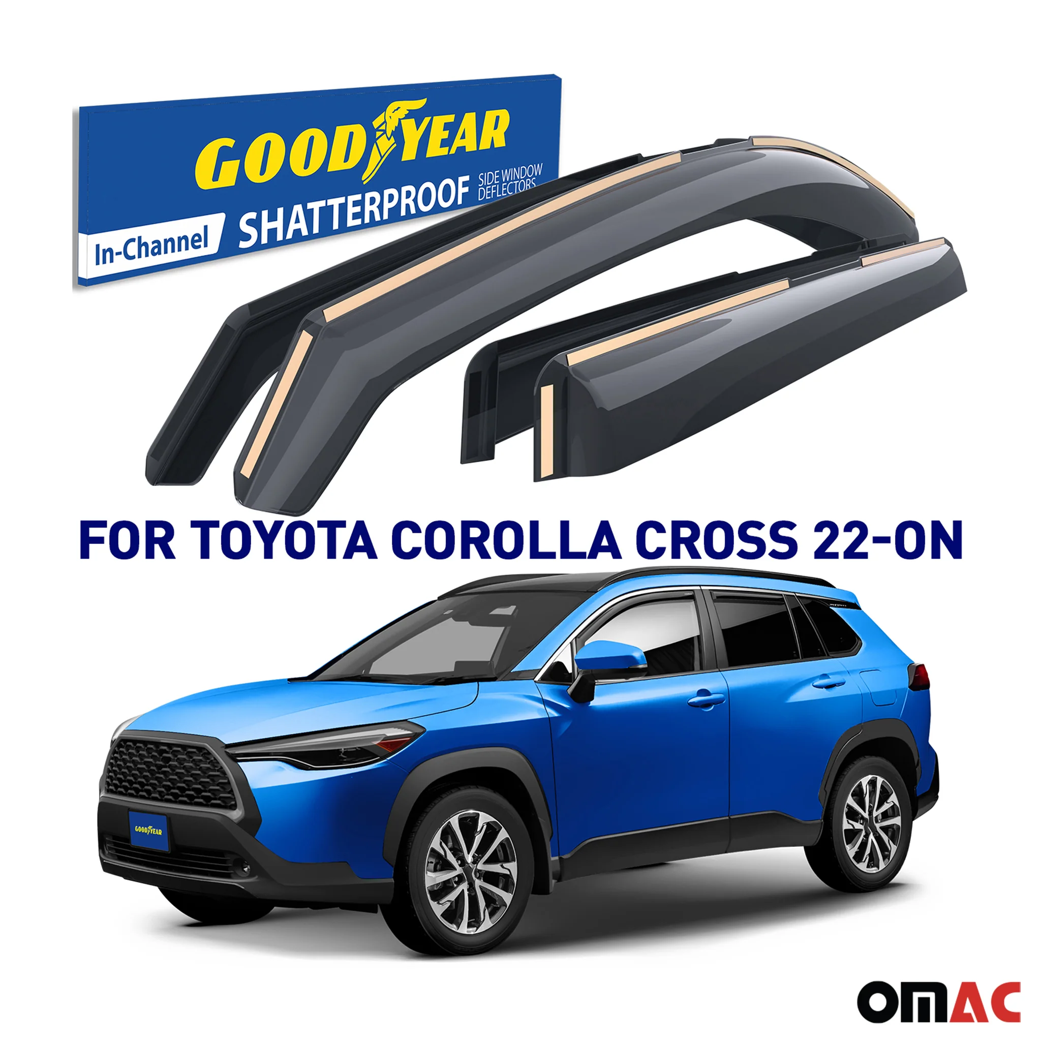 Goodyear Wind Deflectors for Toyota Corolla Cross 2022-2025 In-channel Smoke 4x - Image 2