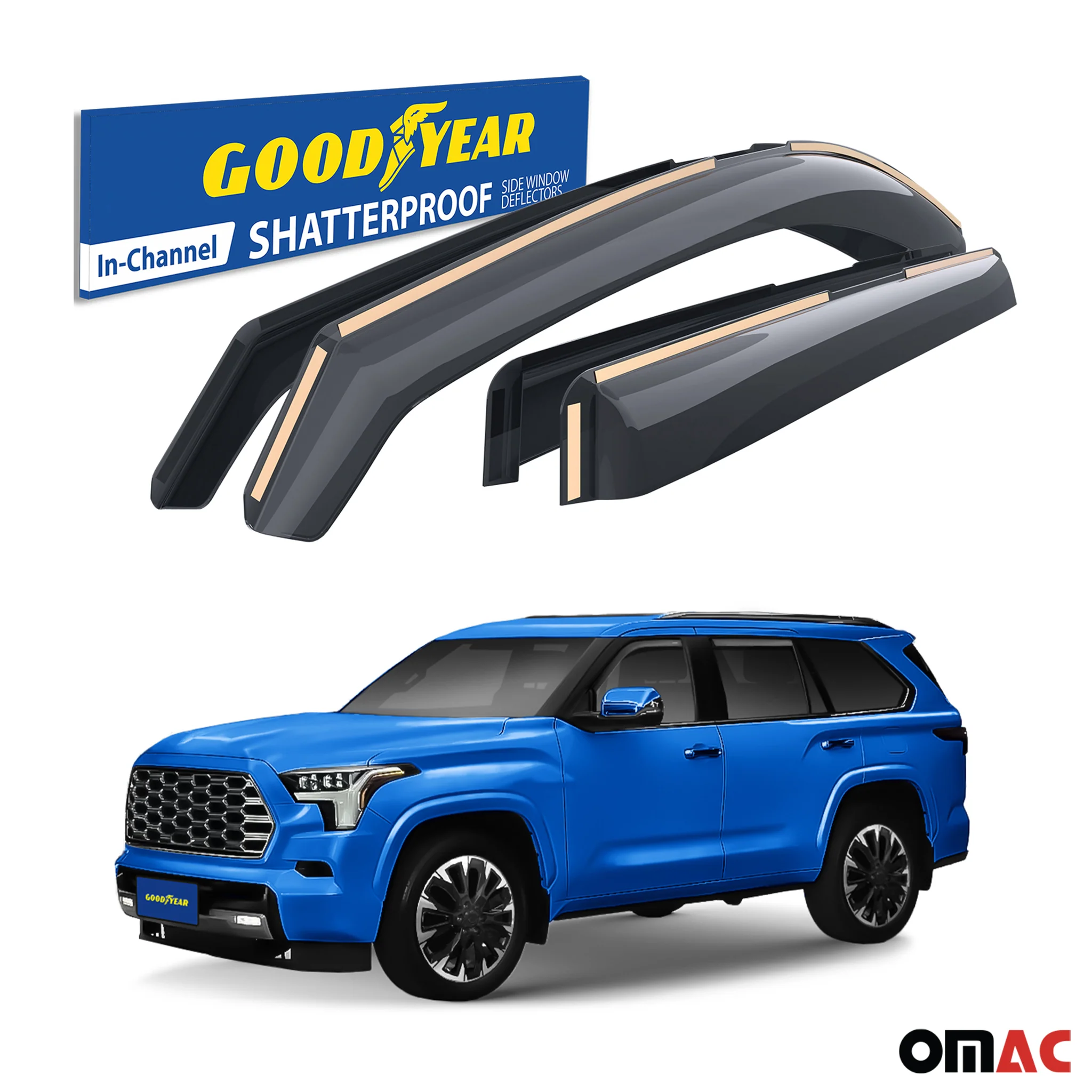 Goodyear Wind Deflectors for Toyota Sequoia 2023-2025 Shatterproof Smoke 4x - Image 2