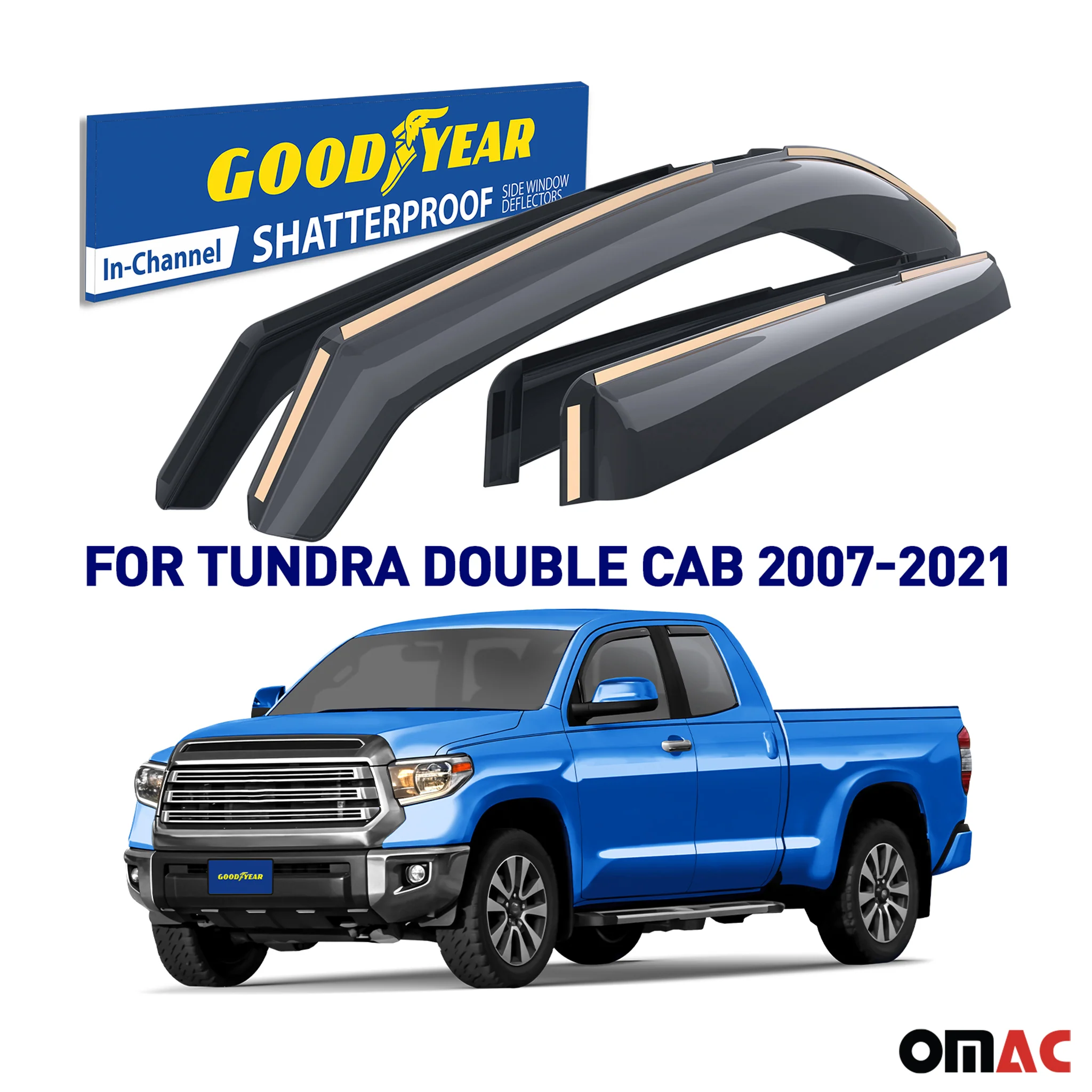 Goodyear Wind Deflectors for Toyota Tundra 2007-2021 Double Cab Shatterproof 4x - Image 2