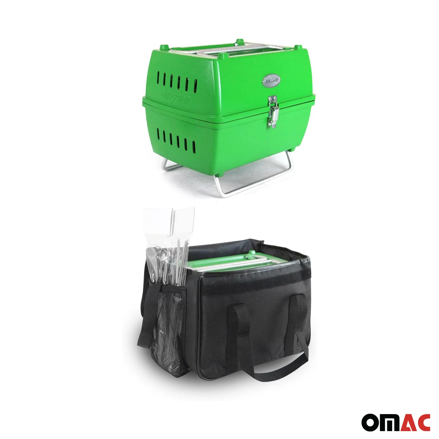 Green Portable Charcoal BBQ Grill Outdoor Camping 13 Pcs with Durable Bag SET - Image 6