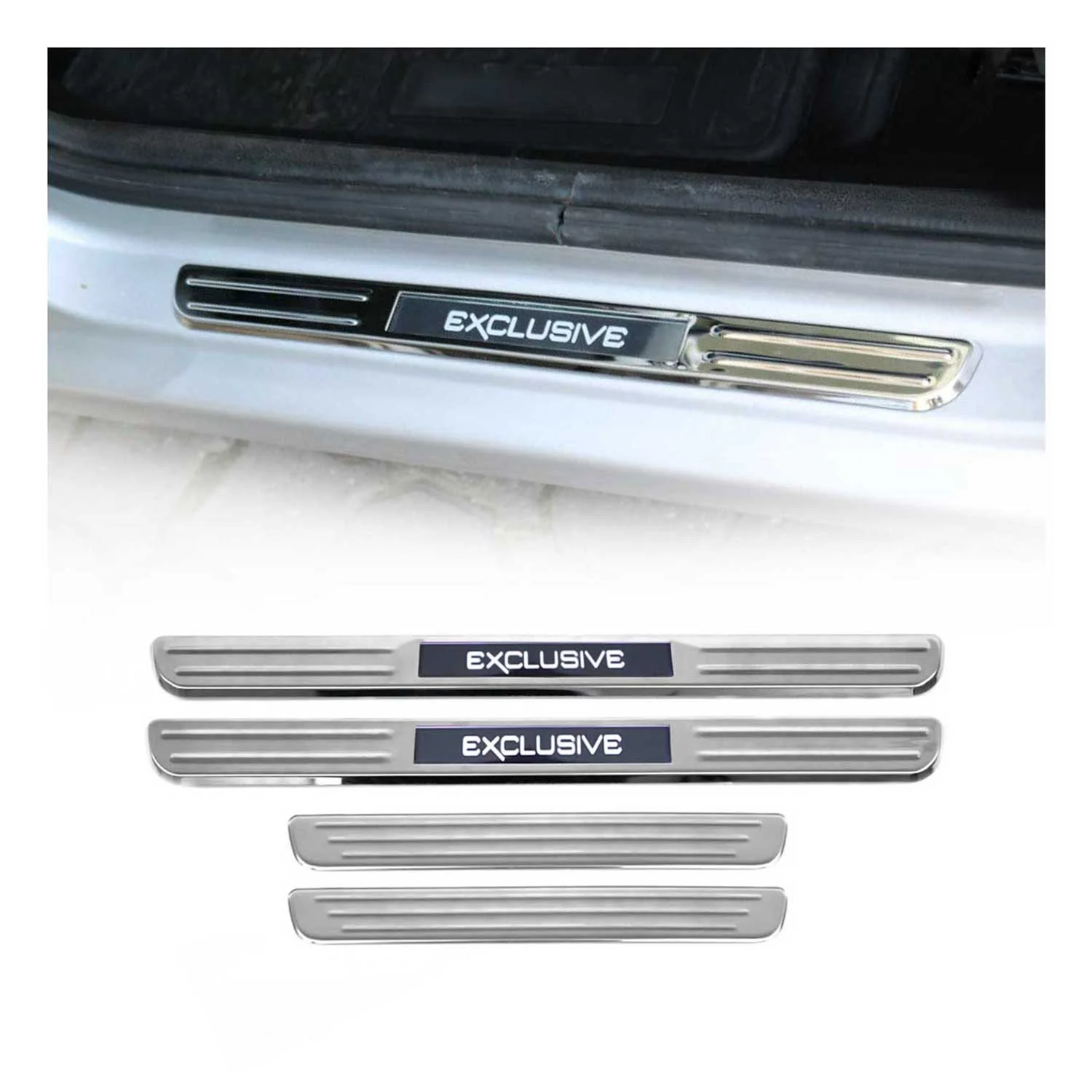 Mini Cooper Countryman Door Sill Scuff Plate Illuminated Exclusive Stainless Steel Silver 4Pcs